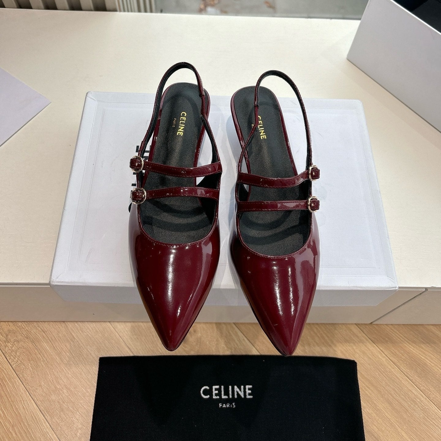 CELINE  Slingback Red Patent Leather 285947