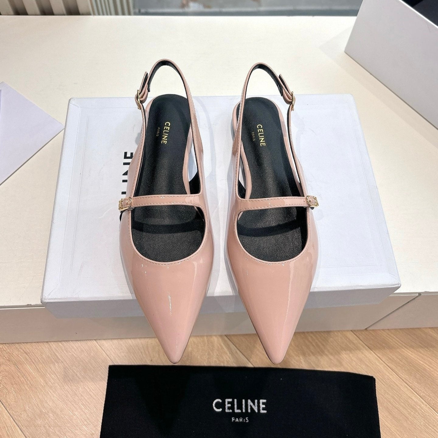 CELINE  Slingback Pink Patent Leather 285951