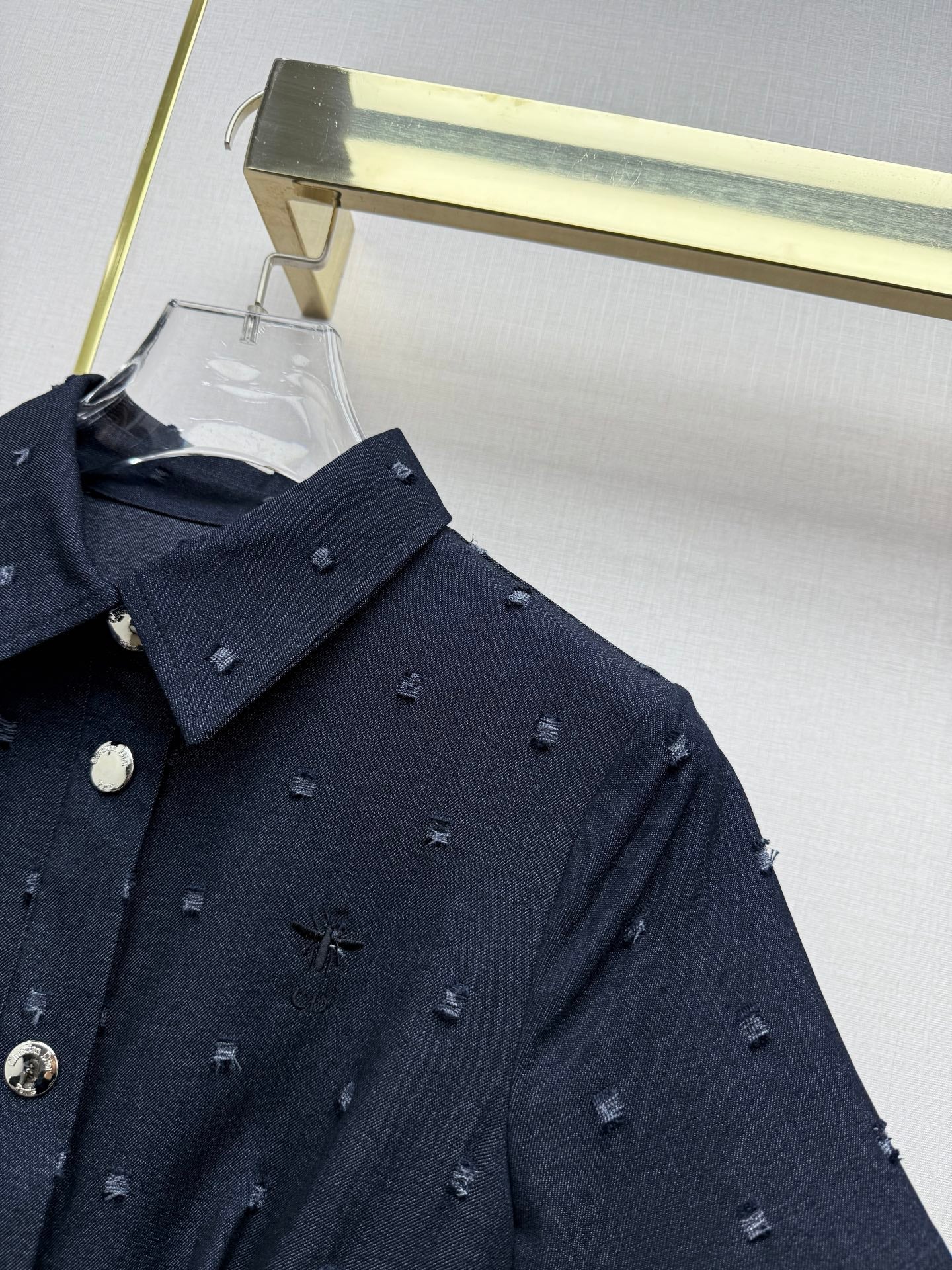 Dior 2026 Midi Shirt Dress With Belt Dark Blue Cotton 380412