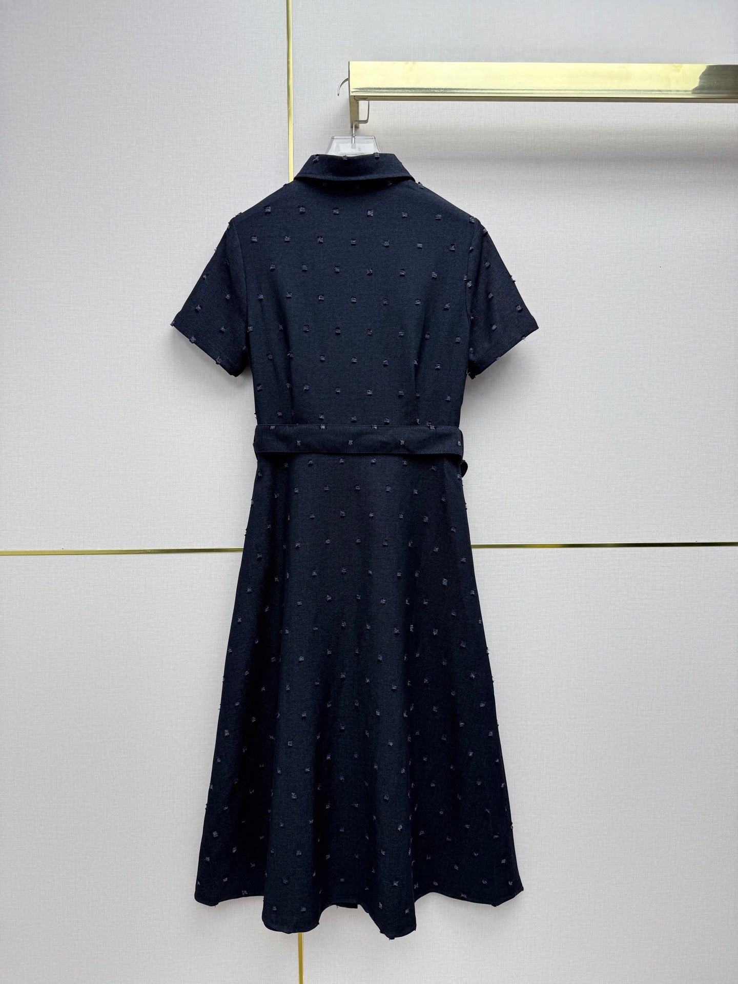 Dior 2026 Midi Shirt Dress With Belt Dark Blue Cotton 380412