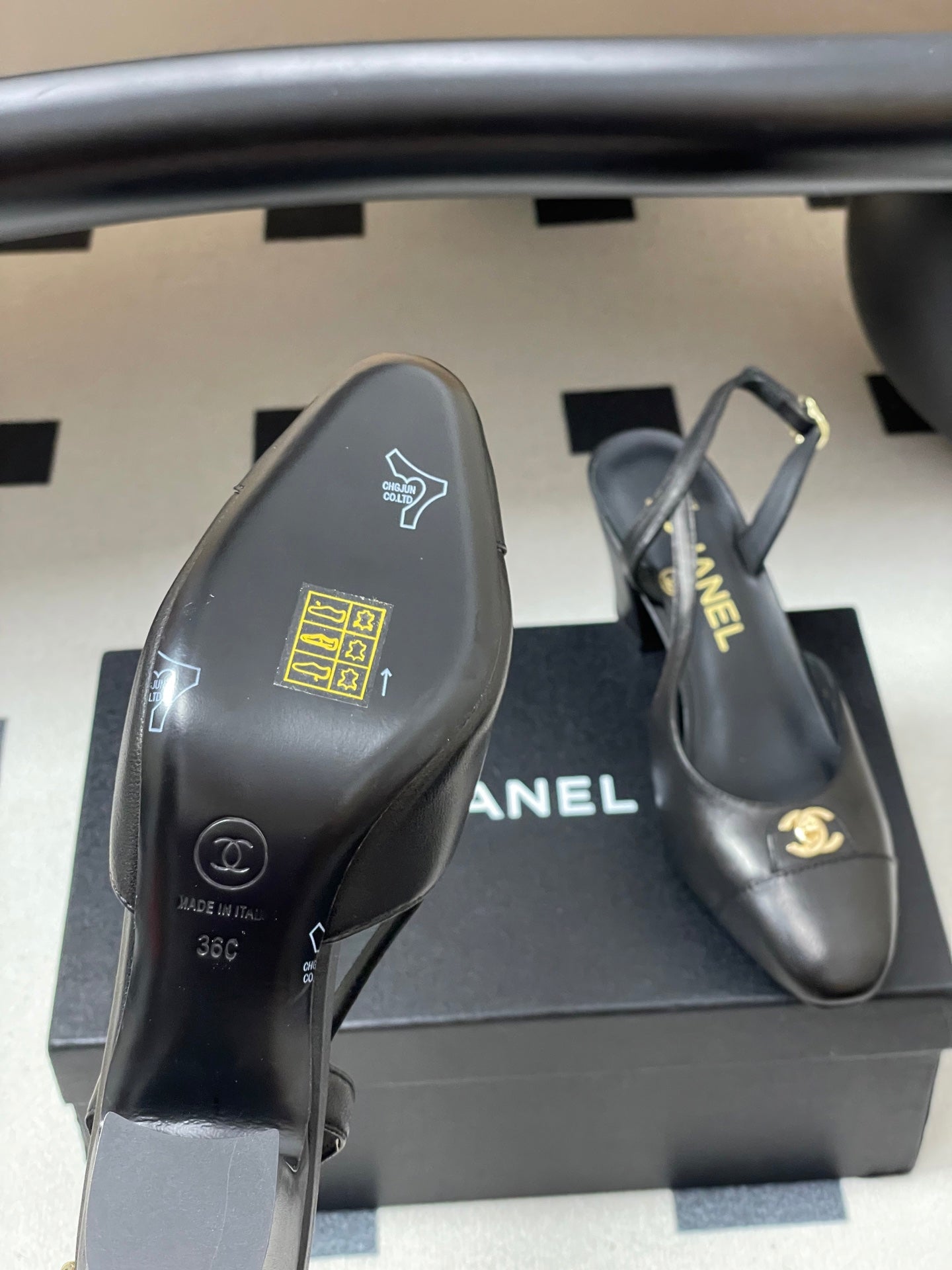 Chanel 25 Slingback 50mm Black Lambskin 473218