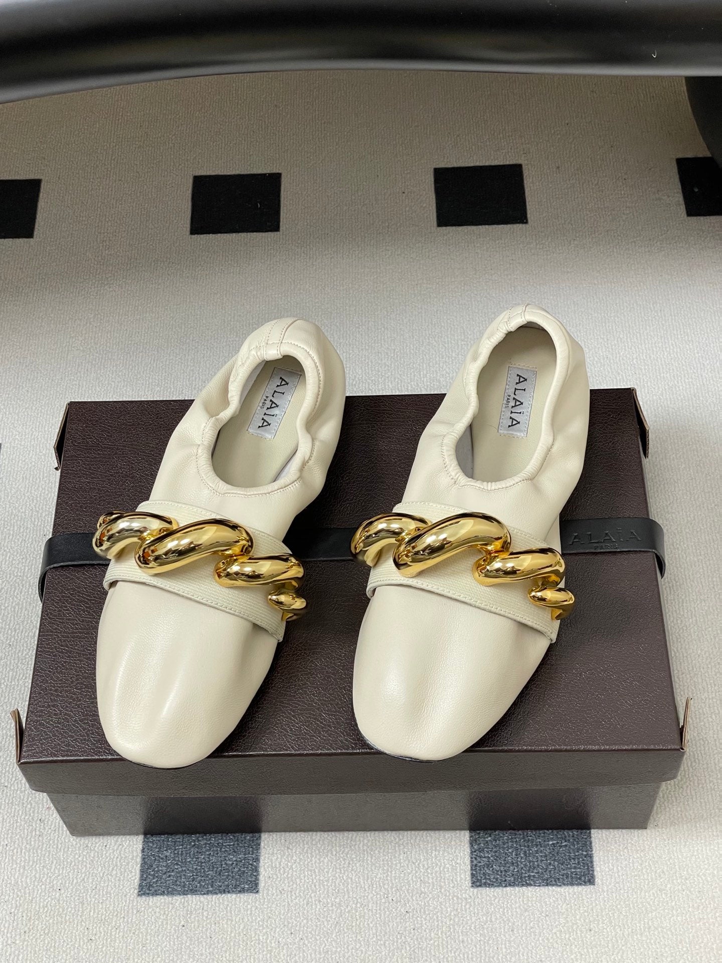 Alaia 2026 Ballet Flats Gold Jewel Lambskin 777389