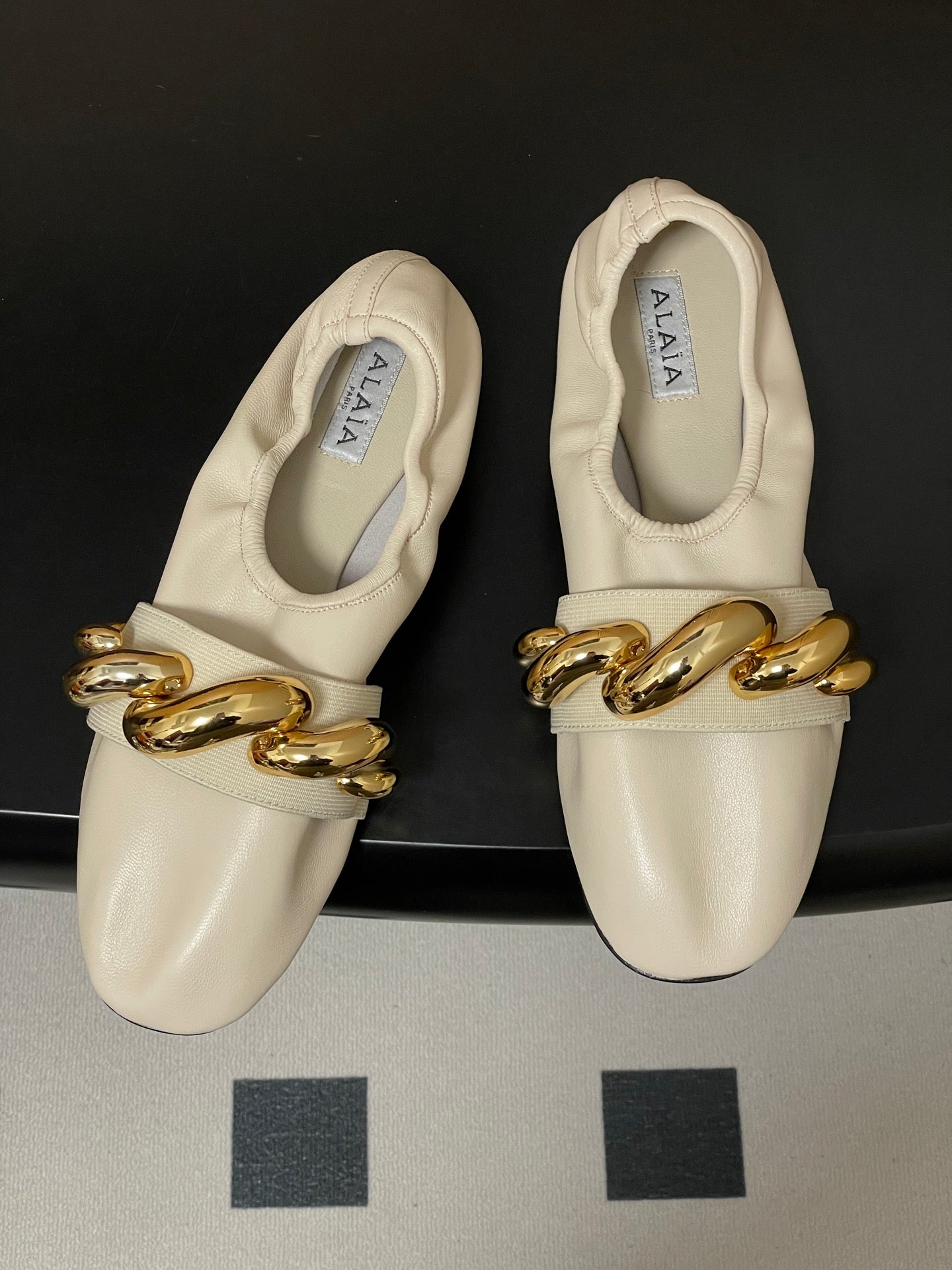 Alaia 2026 Ballet Flats Gold Jewel Lambskin 777389