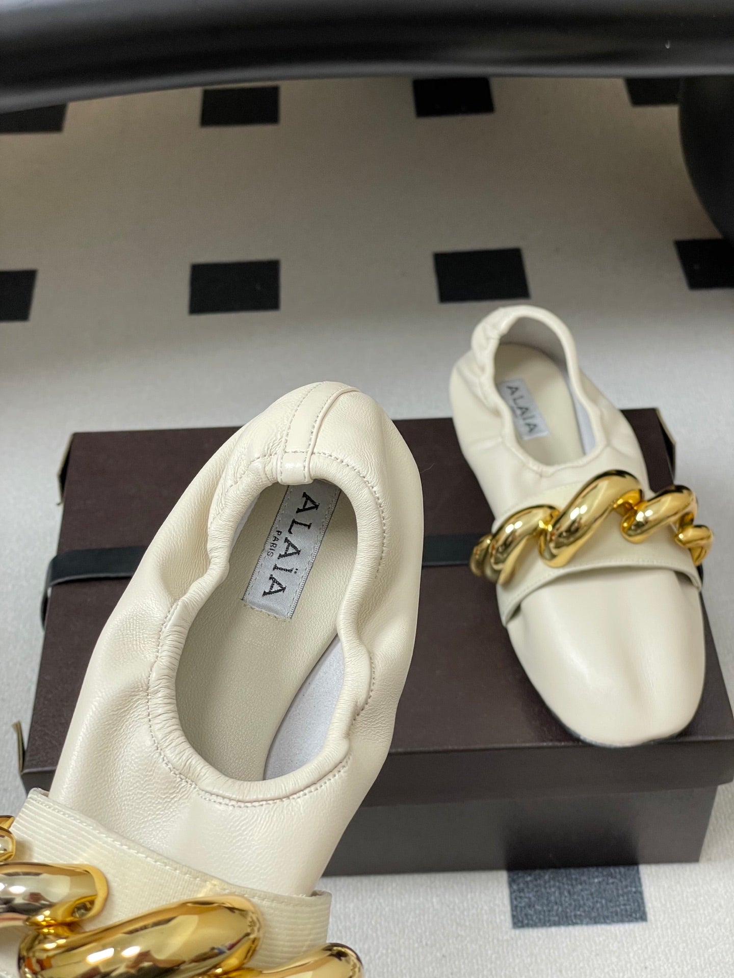 Alaia 2026 Ballet Flats Gold Jewel Lambskin 777389