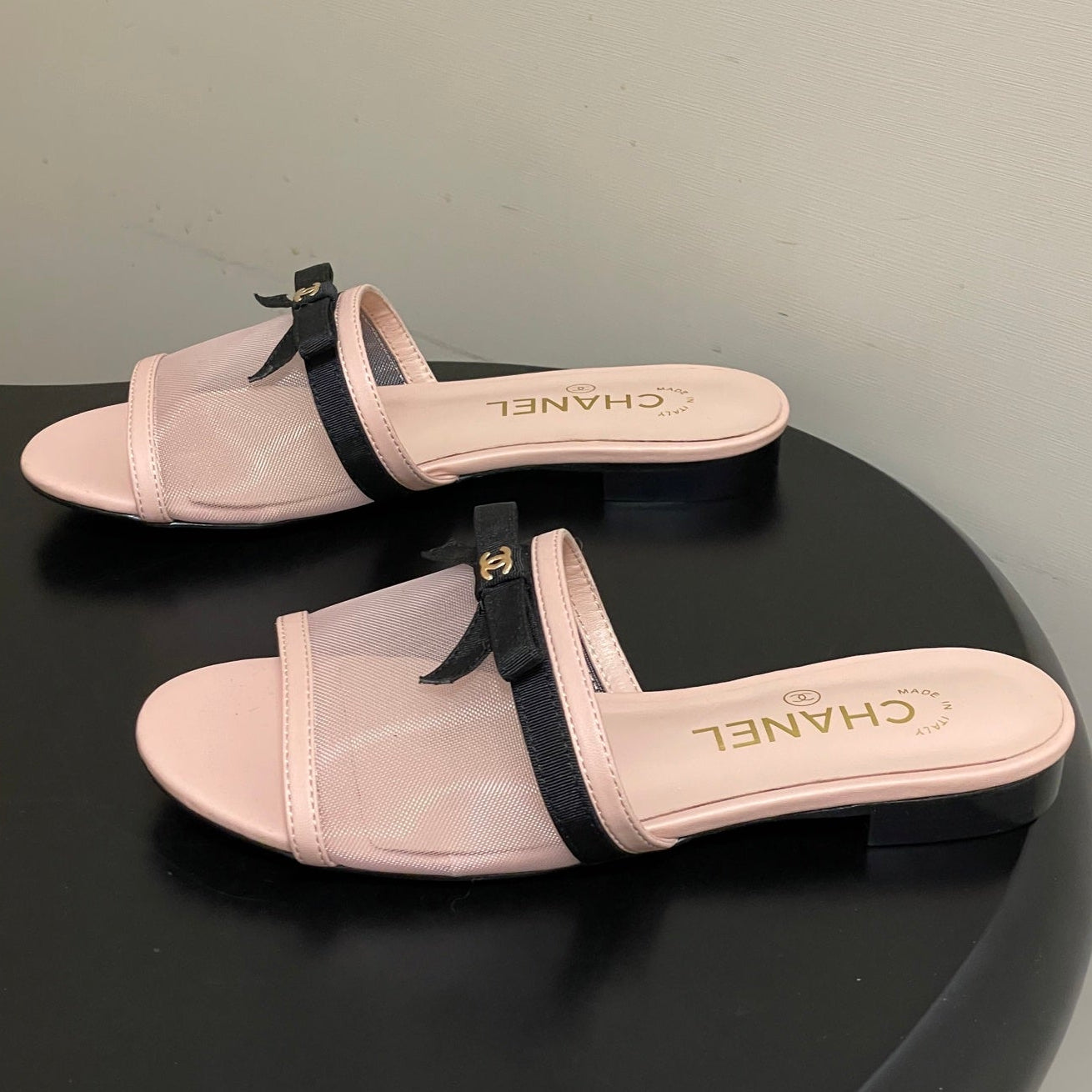 CC 2026 Sandal Bow Mesh Calfskin