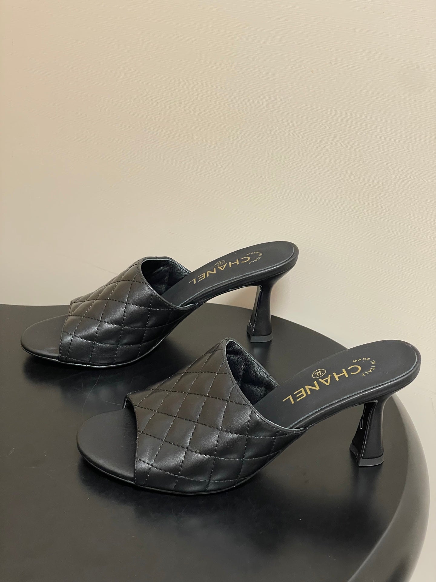Chanel 2026  Peep-Toe High-Heeled Sandals Leather Sheepskin 834720