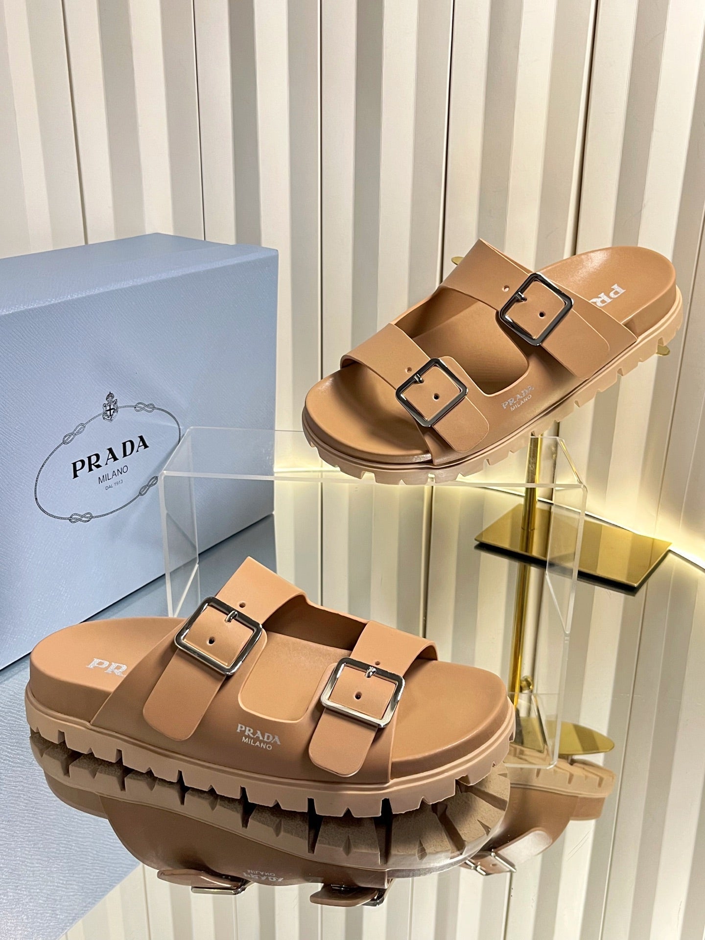 Prada 2026 Slides Slippers Two Straps Rubber 768752
