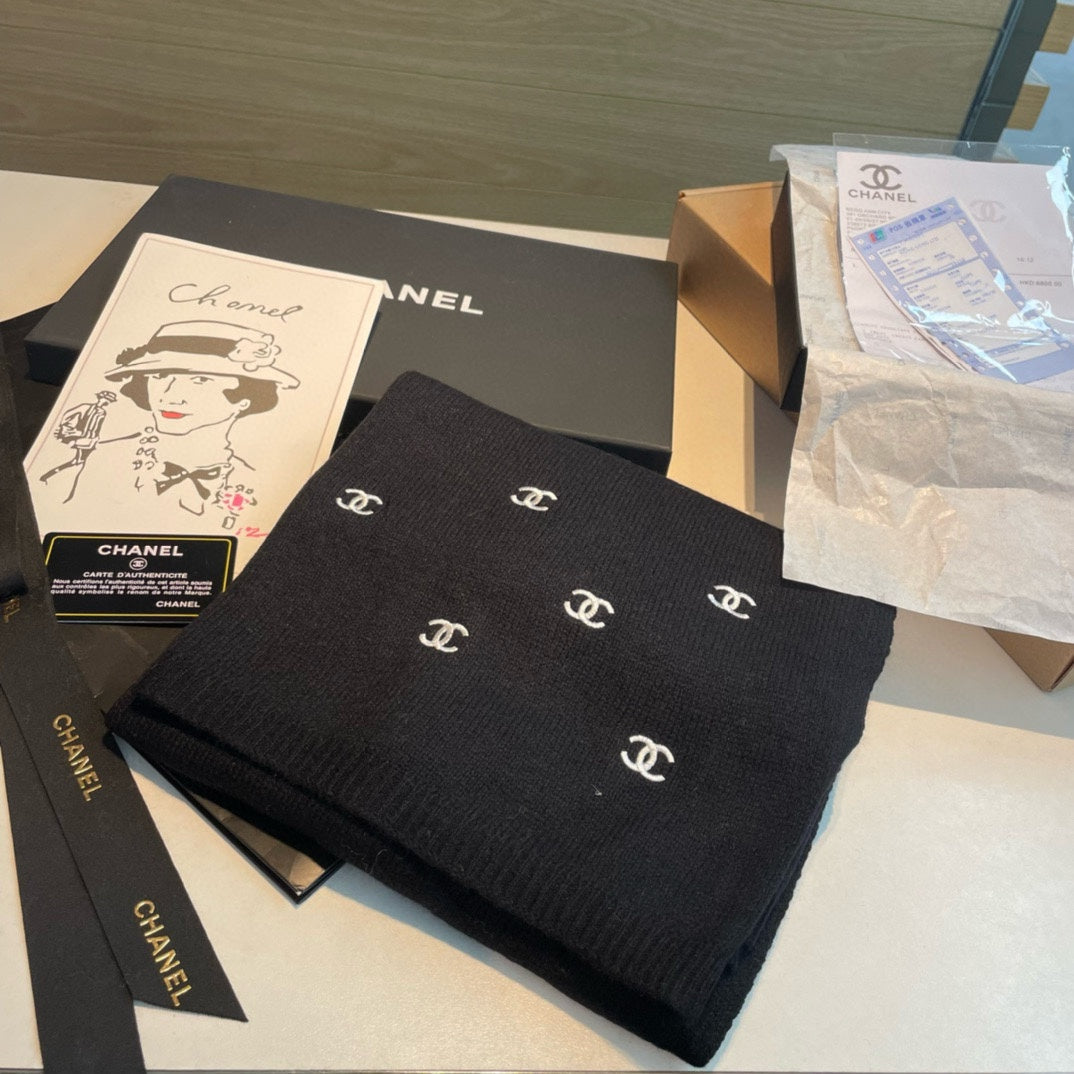CC Scarf 195 CM In Black White Cashmere 418285