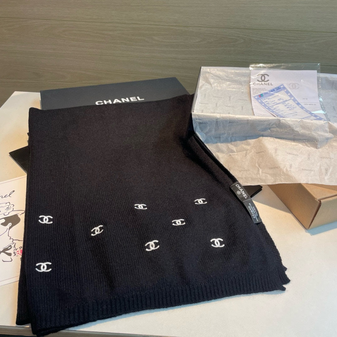 CC Scarf 195 CM In Black White Cashmere 418285