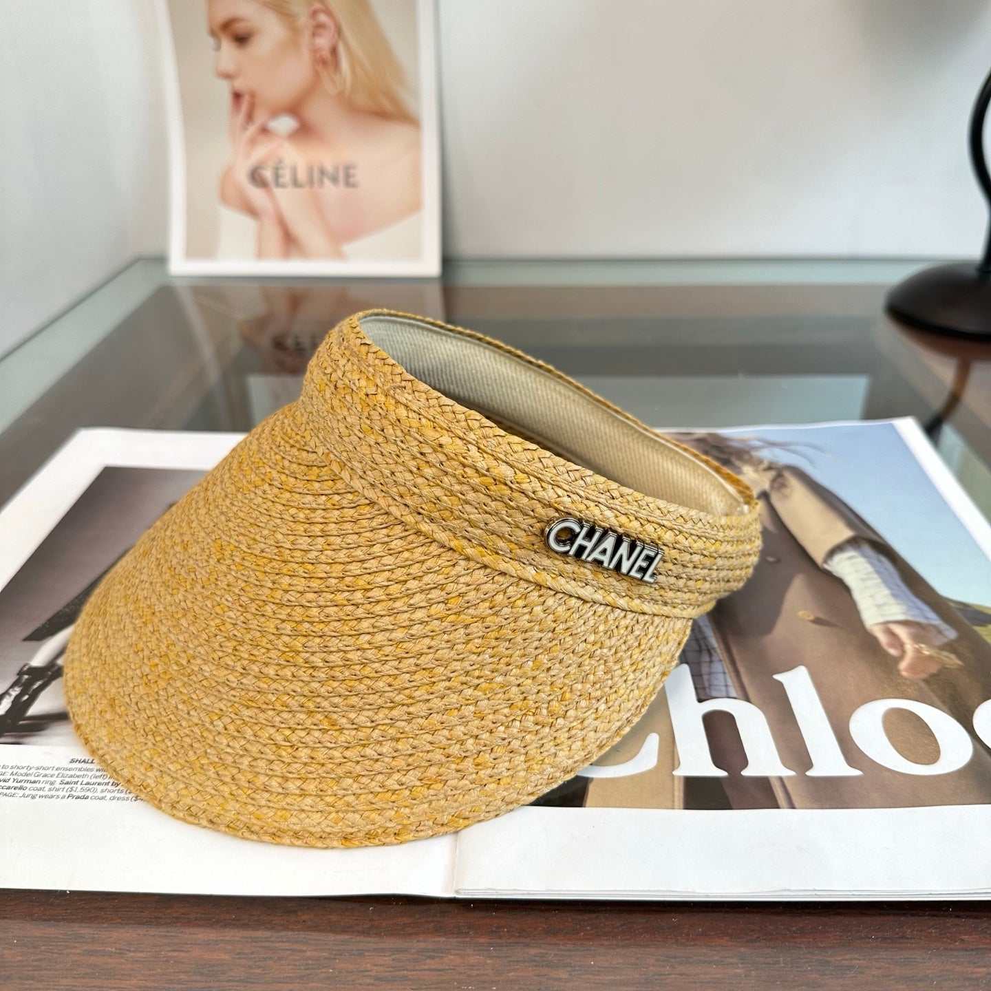 Chanel Visor Hat Raffia 343482