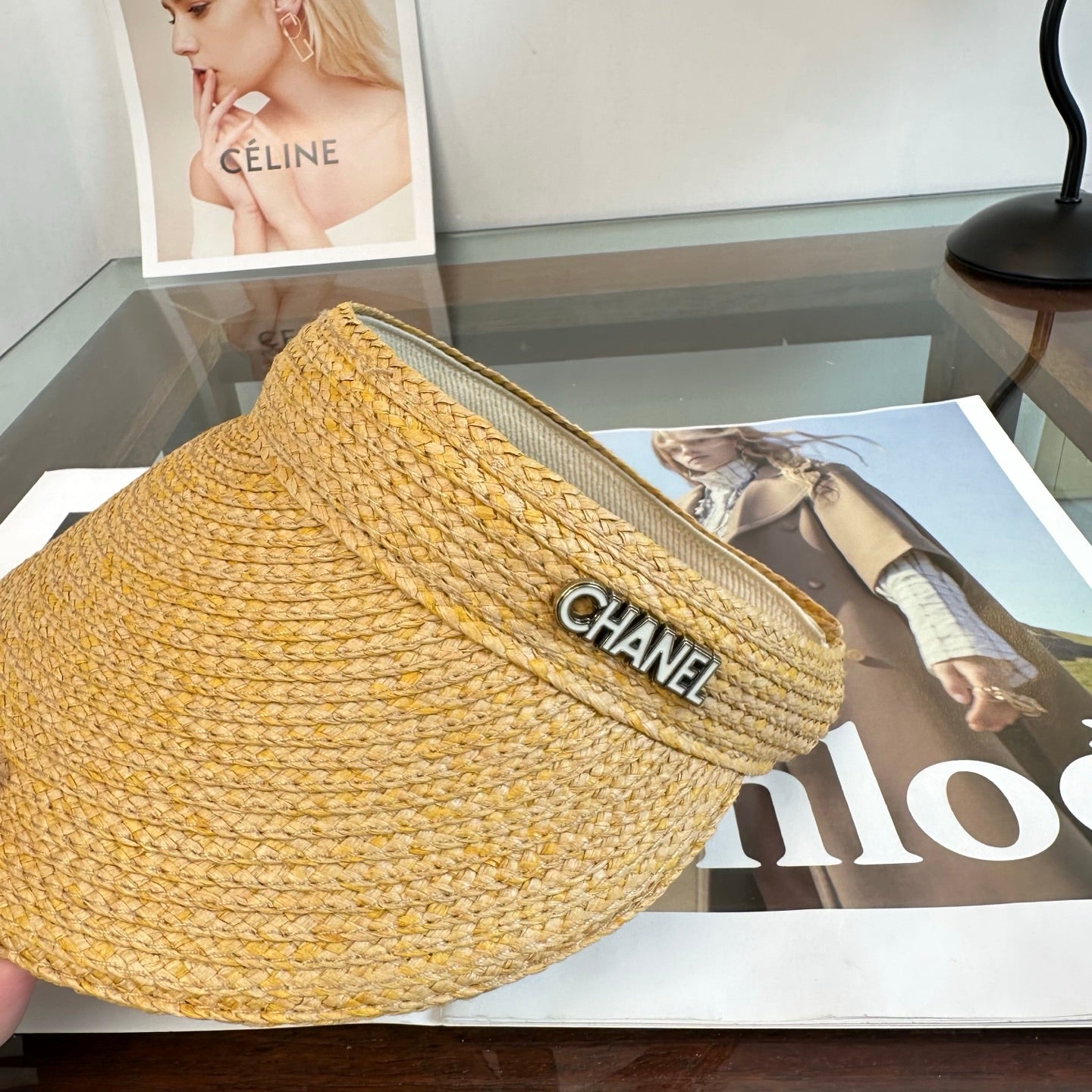 Chanel Visor Hat Raffia 343482