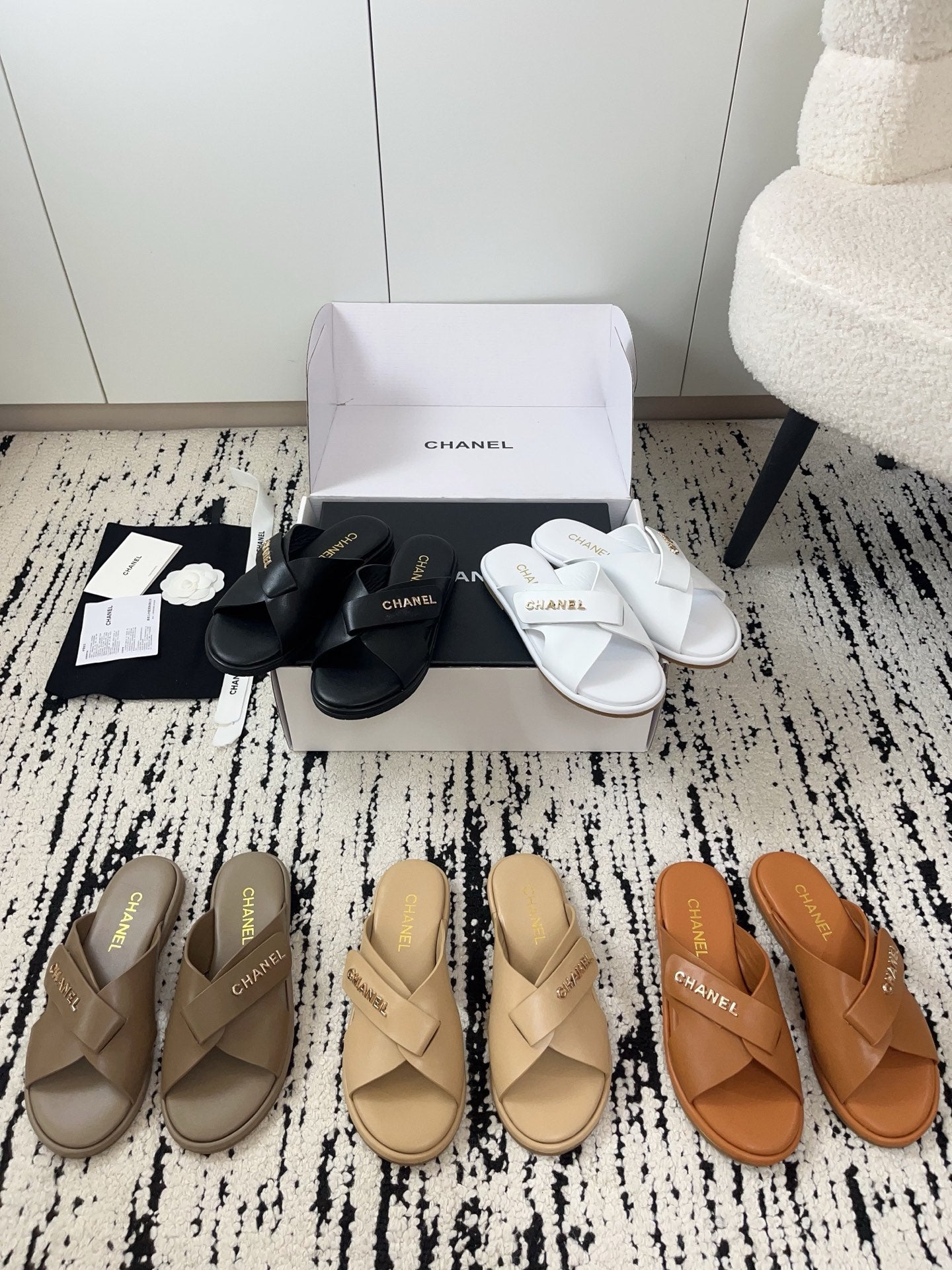 Chanel 2026 Cross-Strap Sandals Sheepskin Leather 778279