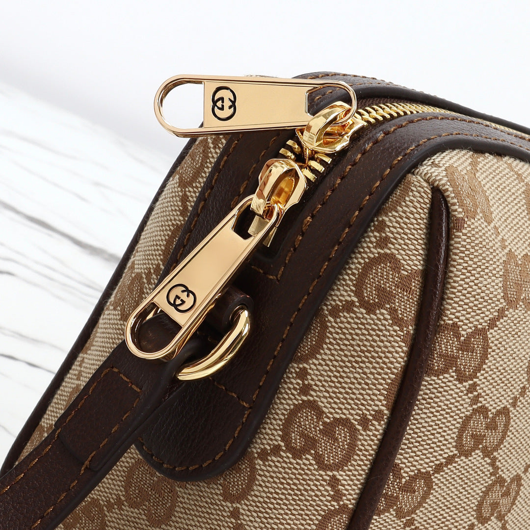 Gucci 2026 Horsebit Web Camera Bag 22cm Sand mix Brown Canvas Leather