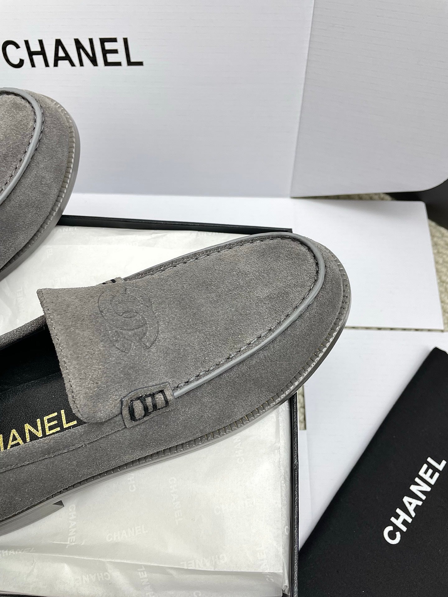 CC 26s Double C Loafers Gray Suede 645305