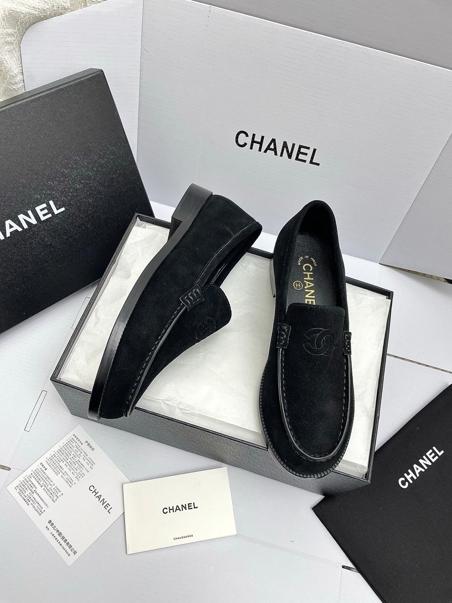 CC 26s Double C Loafers Black Suede 645306