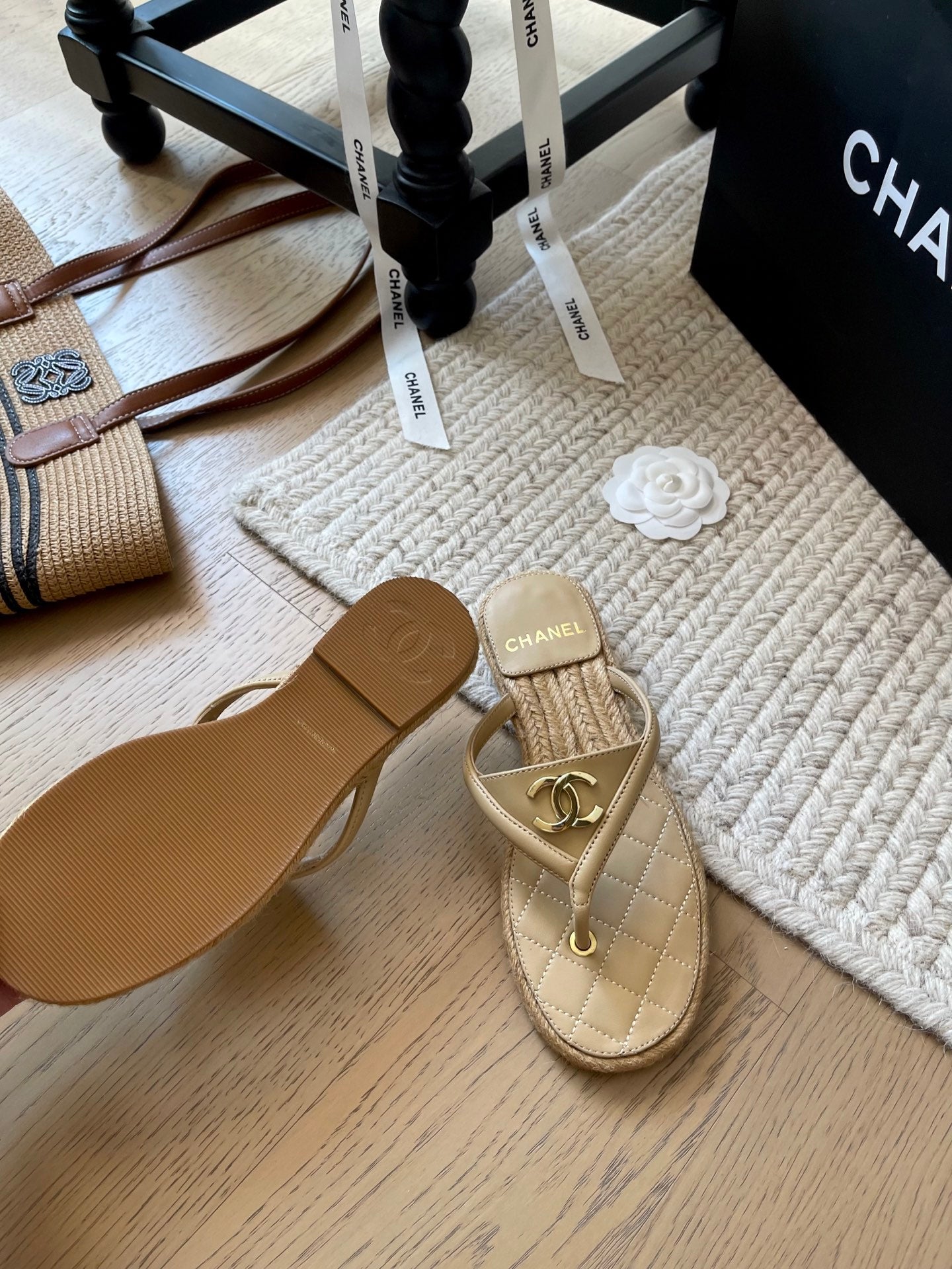 CC 25 Flip Flop Sandals Calfskin Espadrilles
