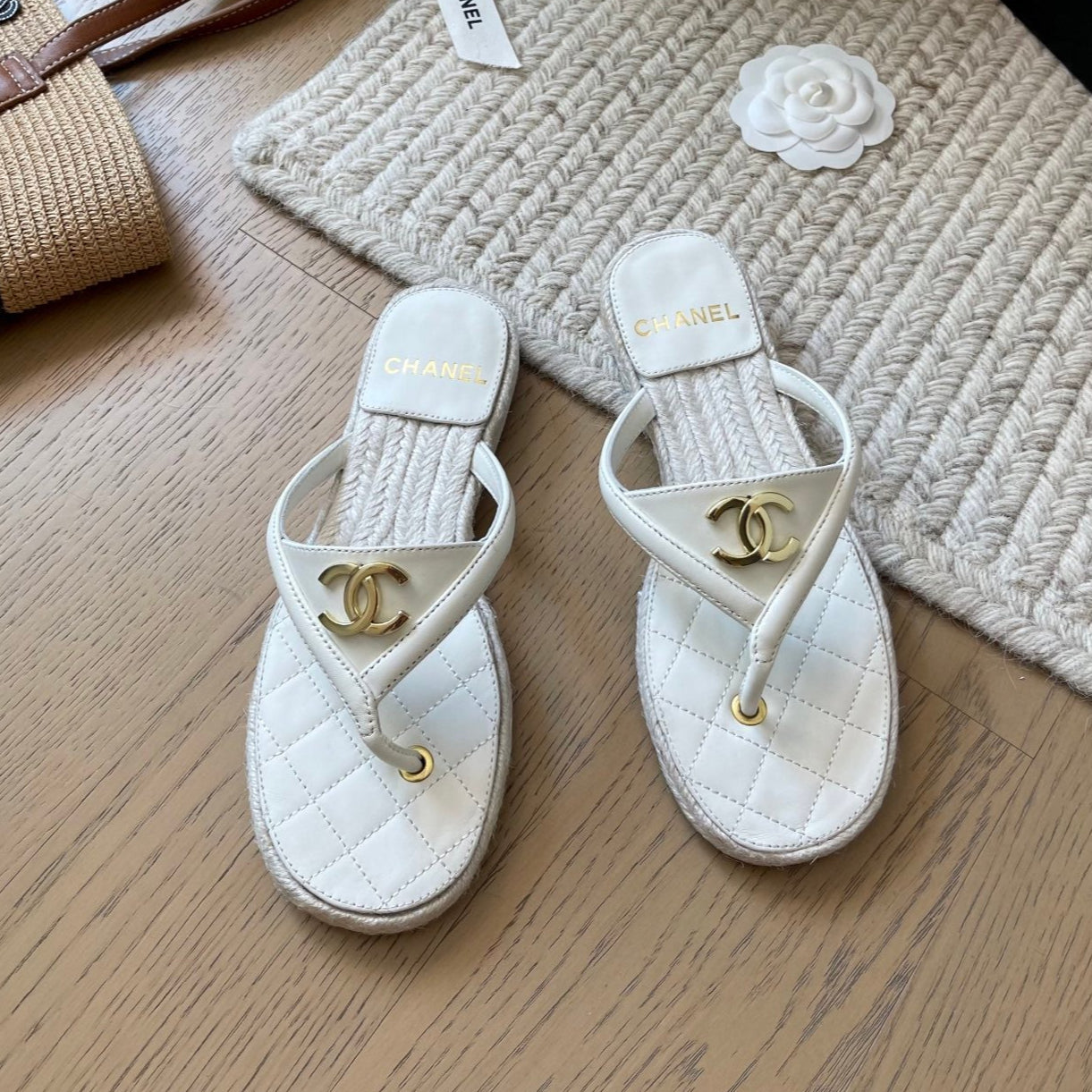 CC 25 Flip Flop Sandals Calfskin Espadrilles