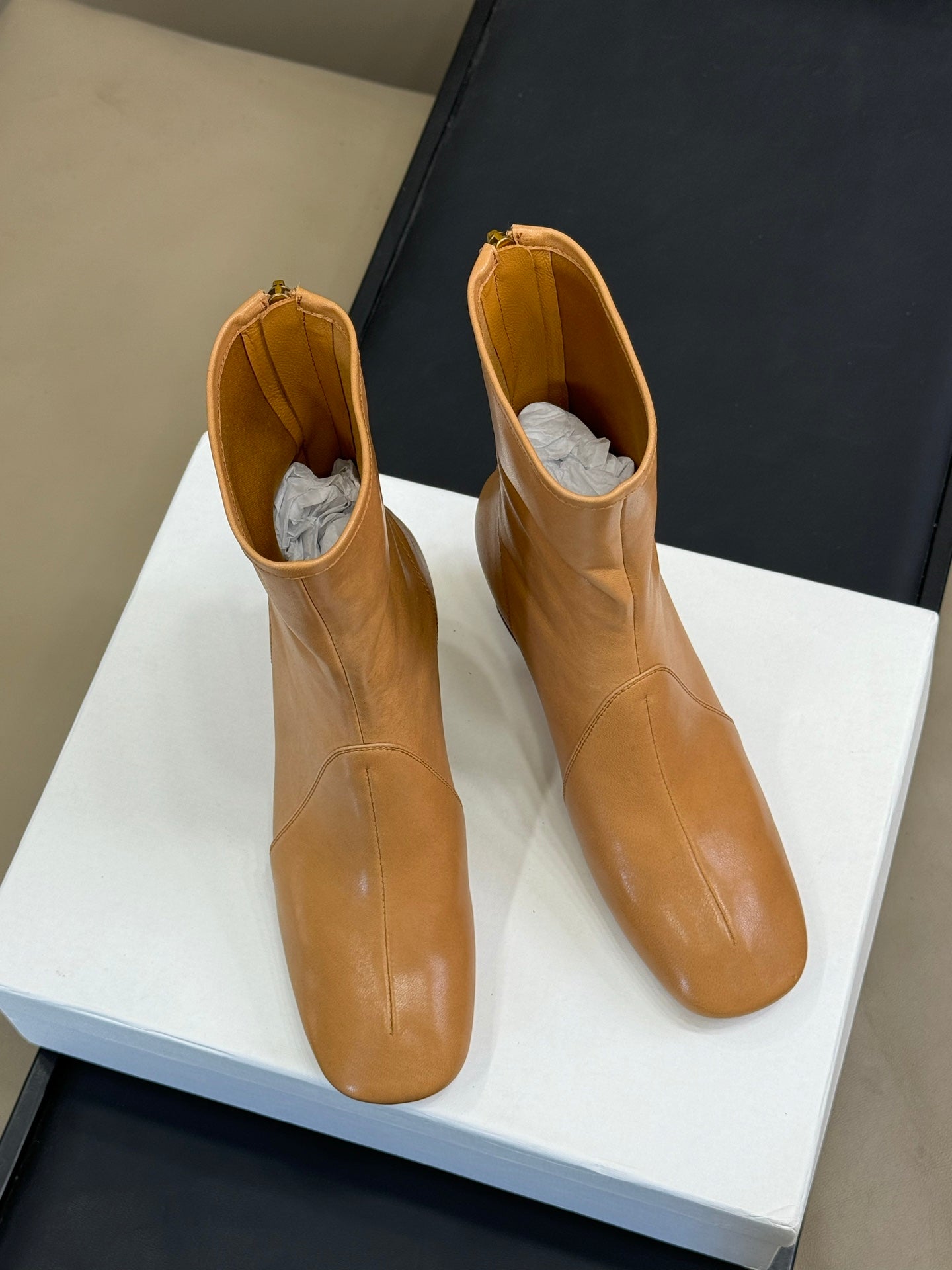 MiuMiu ankle boots caramel yellow cowhide 521945