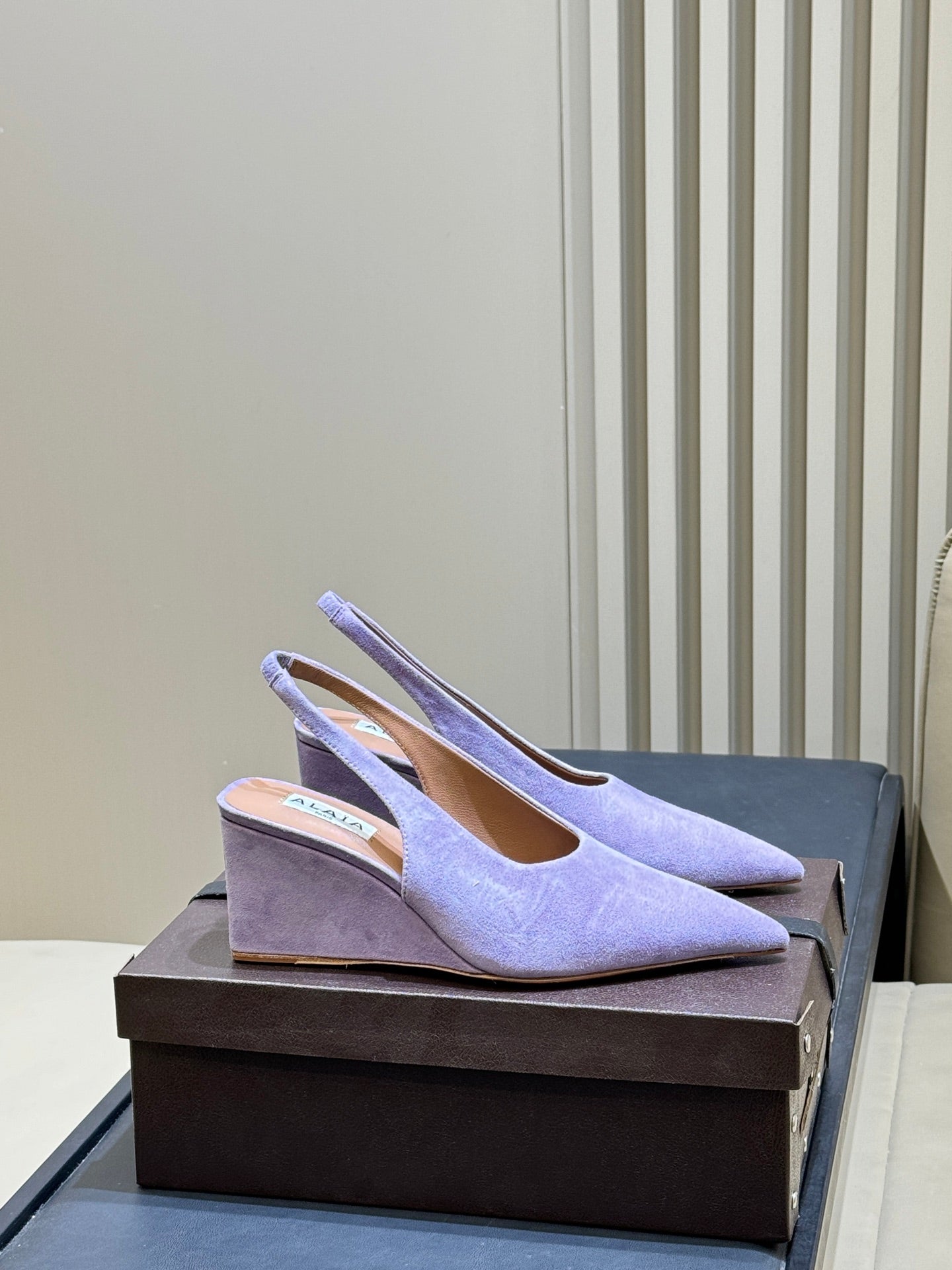 Alaia 2026 Wedge Slingback Mules Velvet Leather 789577