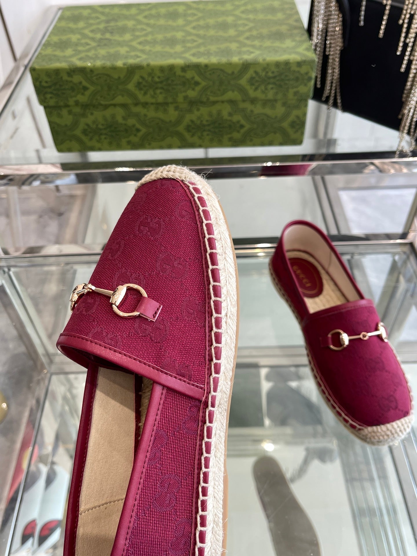 GC 2025 Espadrille With Horsebit Red Burgundy Canvas 292314