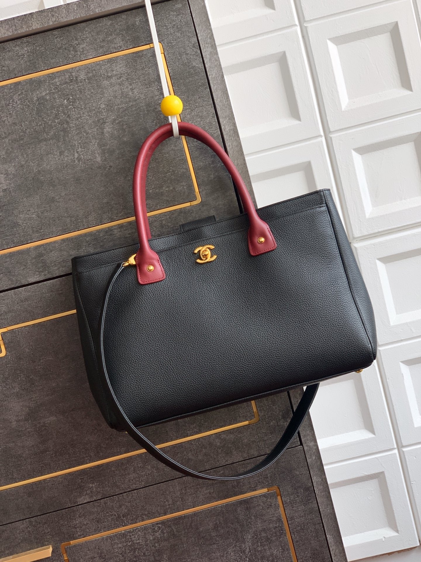 Chanel 2026 Shopping Bag Black mix Burgundy Calfskin