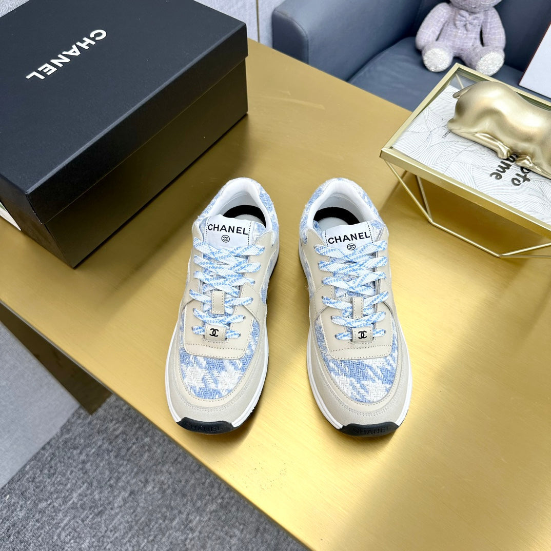 CC 2026 Casual Sneakers Beige Gray Suede Tweed 668056
