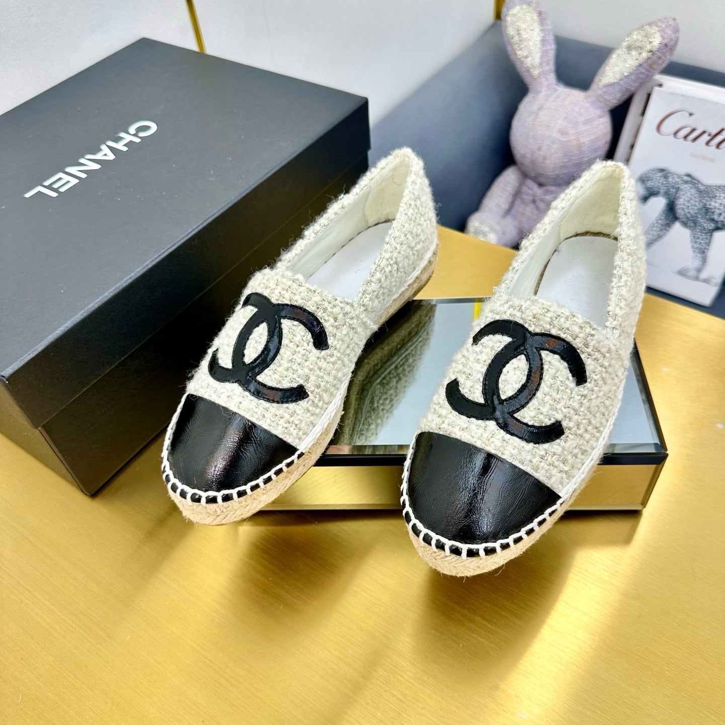 CC 25s Slipâ€“on Espadrilles Black Beige Tweed 297825