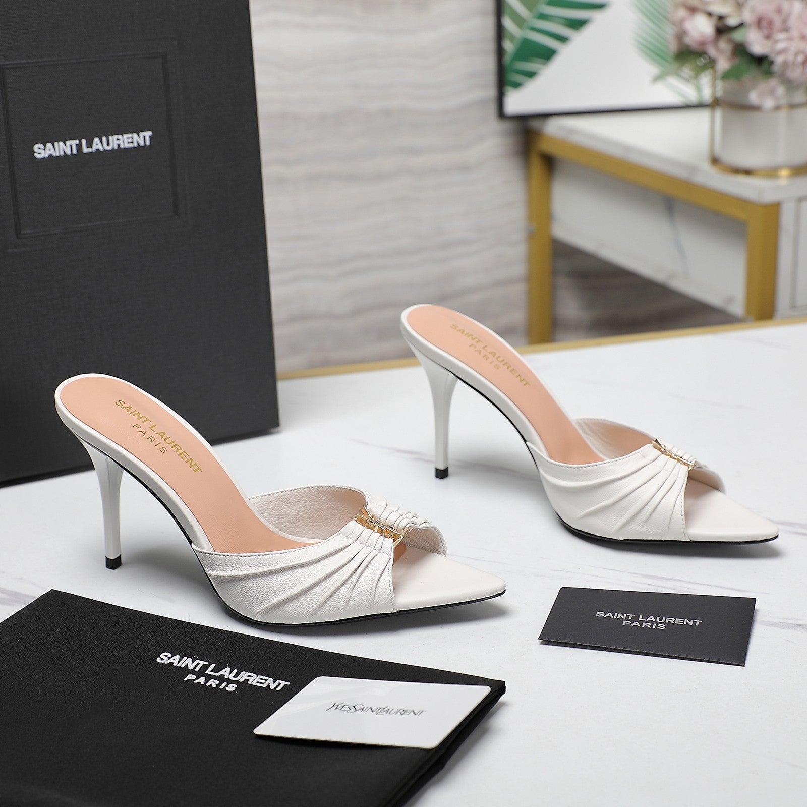 SL BABYLONE MULES 10 SMOOTH CALFSKIN