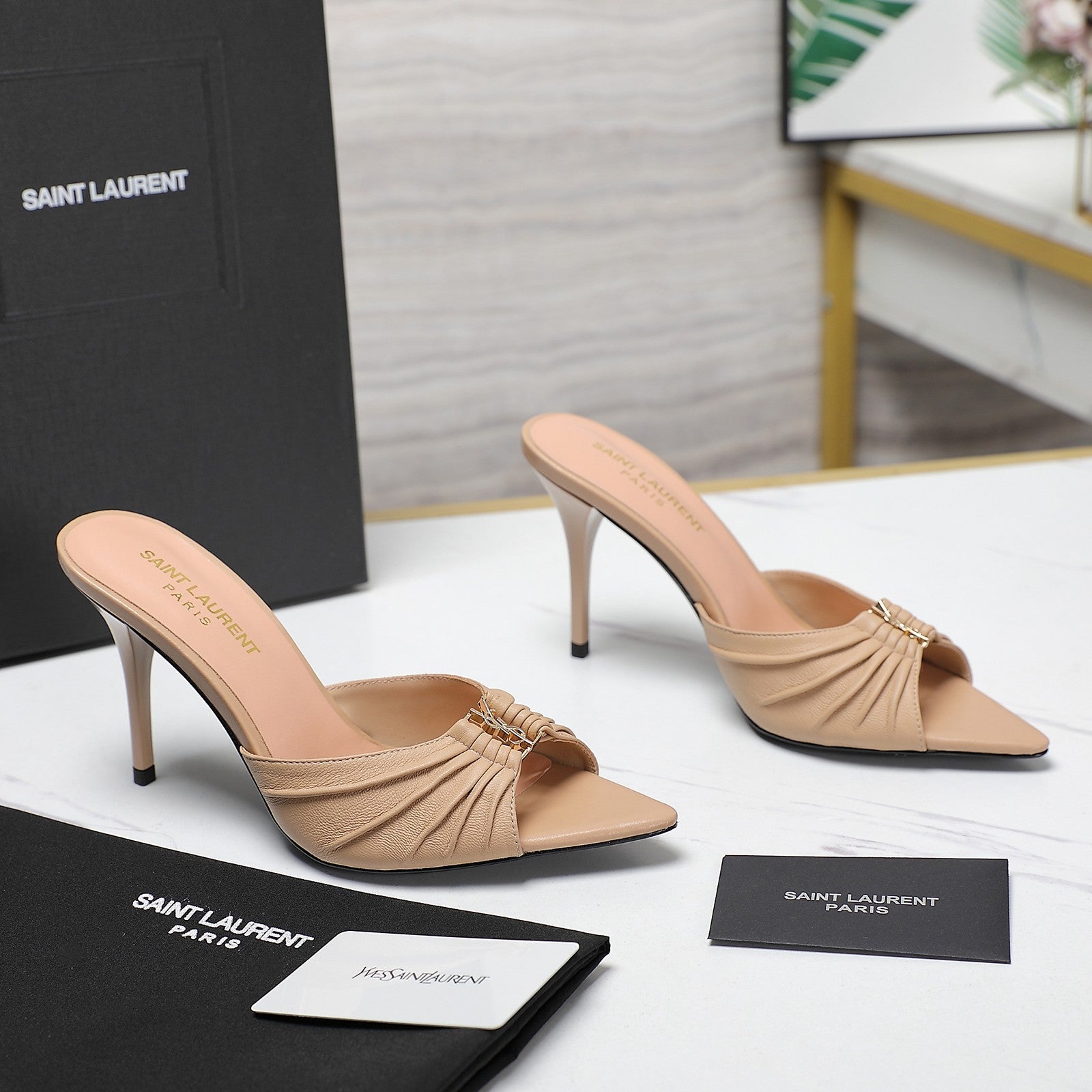 SL BABYLONE MULES 10 SMOOTH CALFSKIN