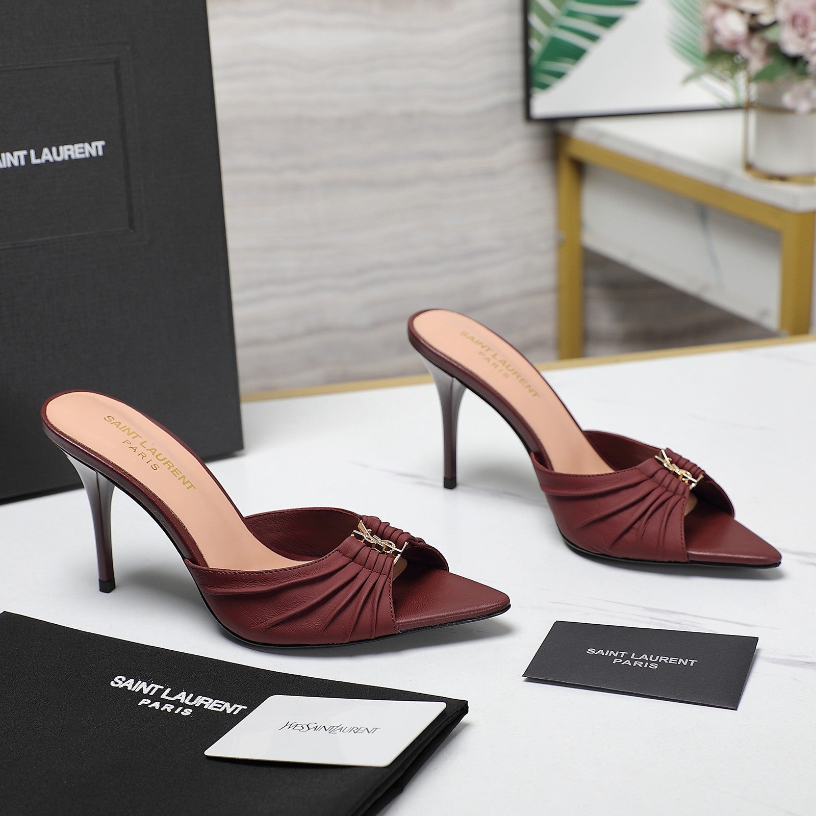 SL BABYLONE MULES 10 SMOOTH CALFSKIN