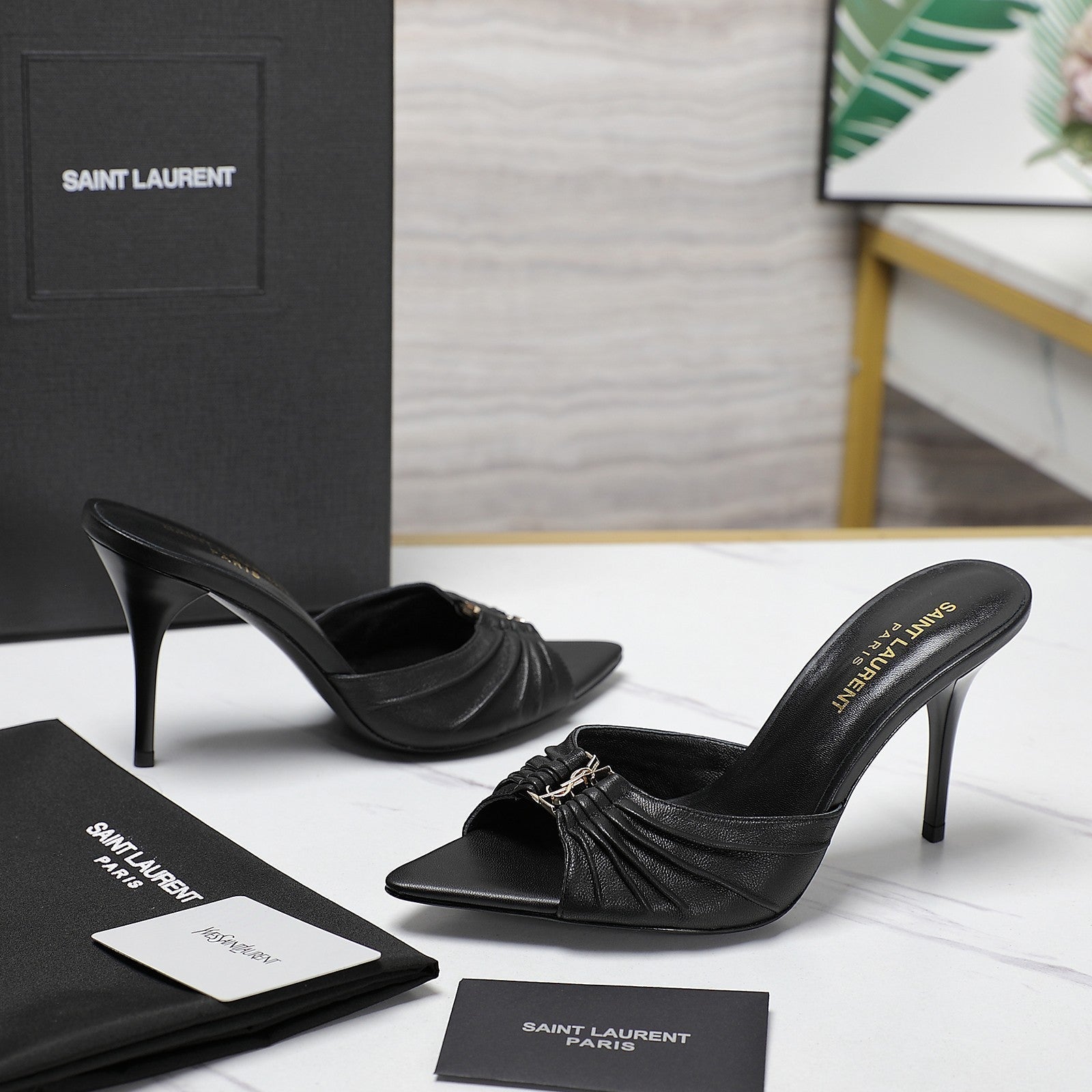 SL BABYLONE MULES 10 SMOOTH CALFSKIN