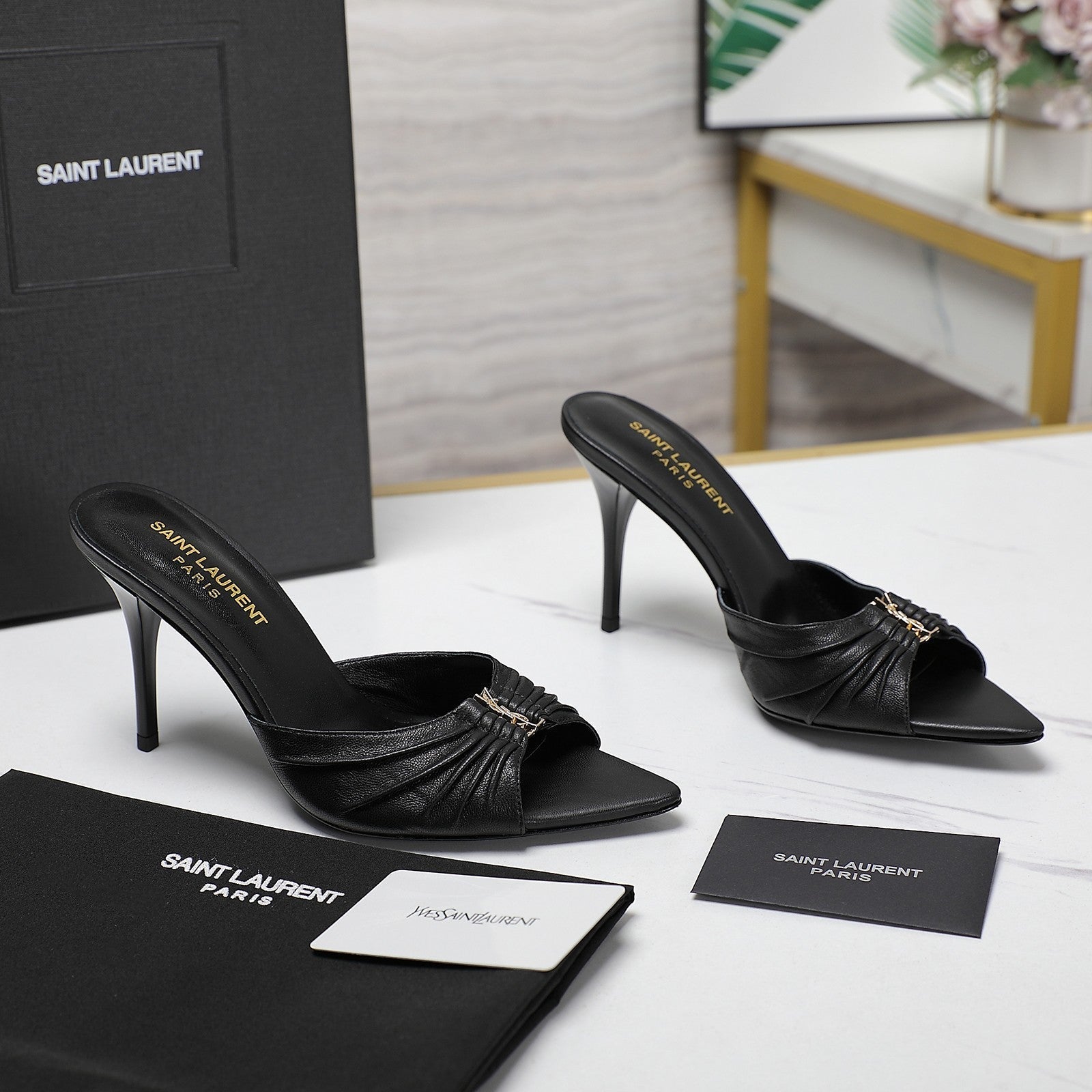 SL BABYLONE MULES 10 SMOOTH CALFSKIN