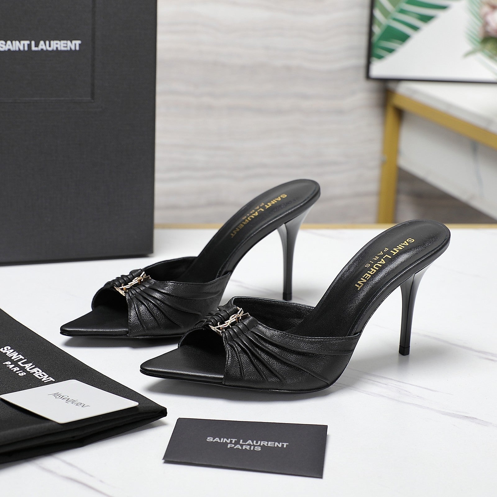 SL BABYLONE MULES 10 SMOOTH CALFSKIN