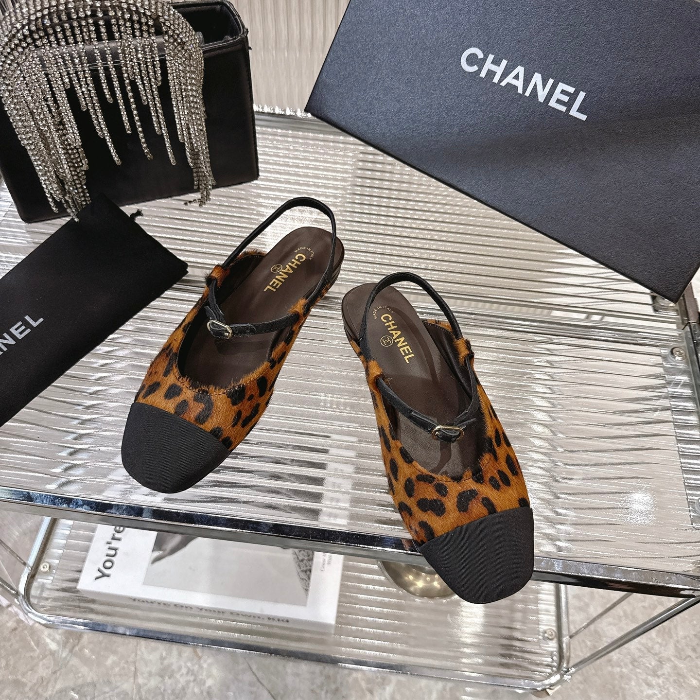 CC 2026 Retro Sandals Leopard Print Calf Hair 668079