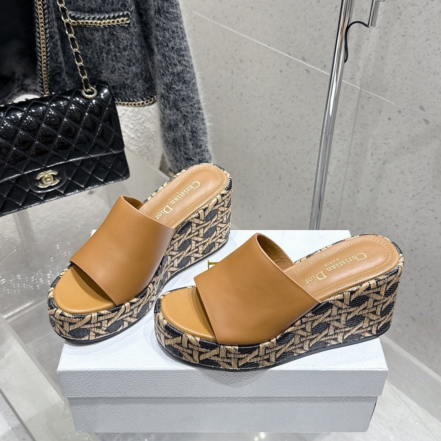 CD 26s Platform Sandal 65 Brown Monogram Leather 636352