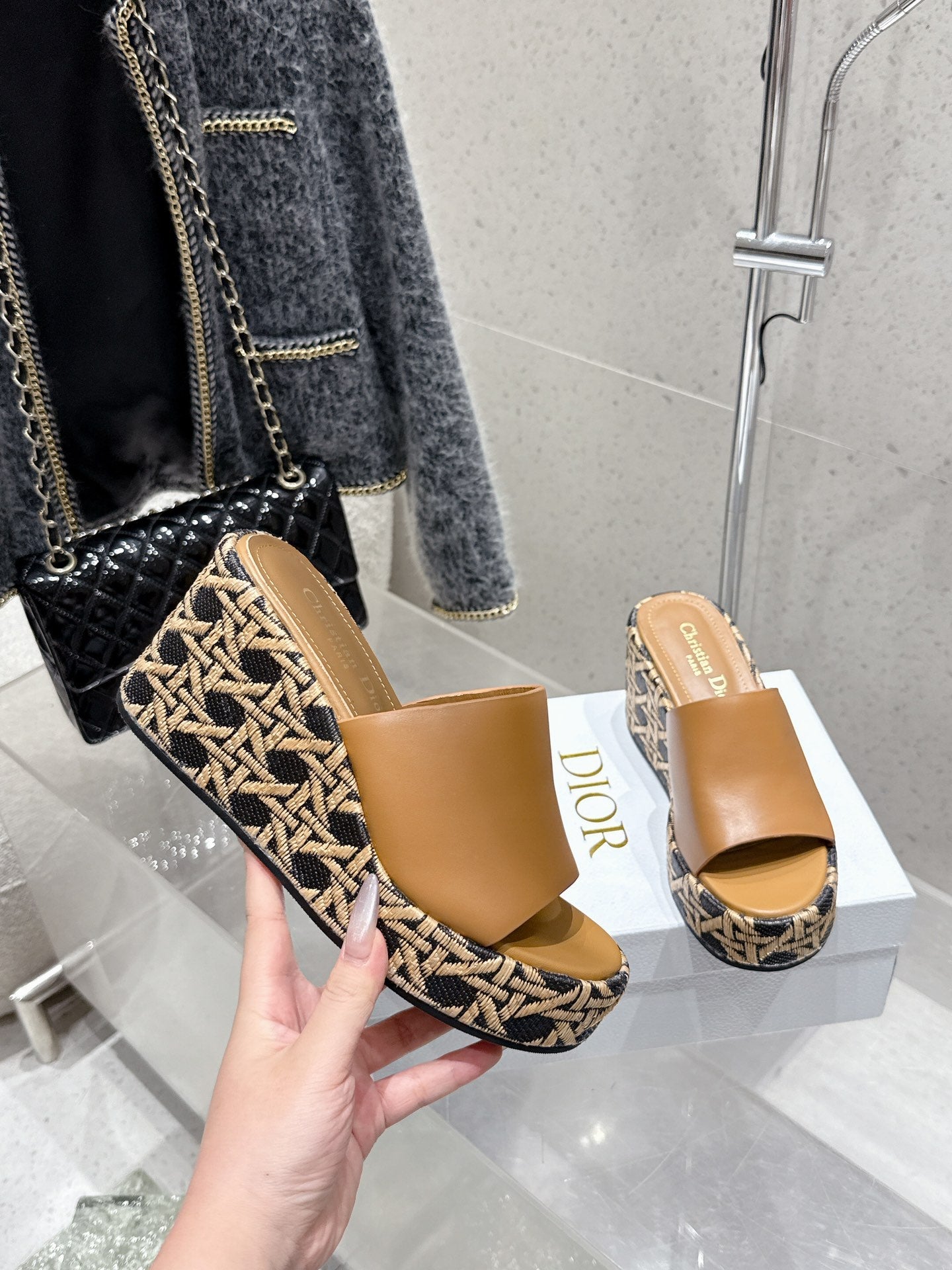 CD 26s Platform Sandal 65 Brown Monogram Leather 636352