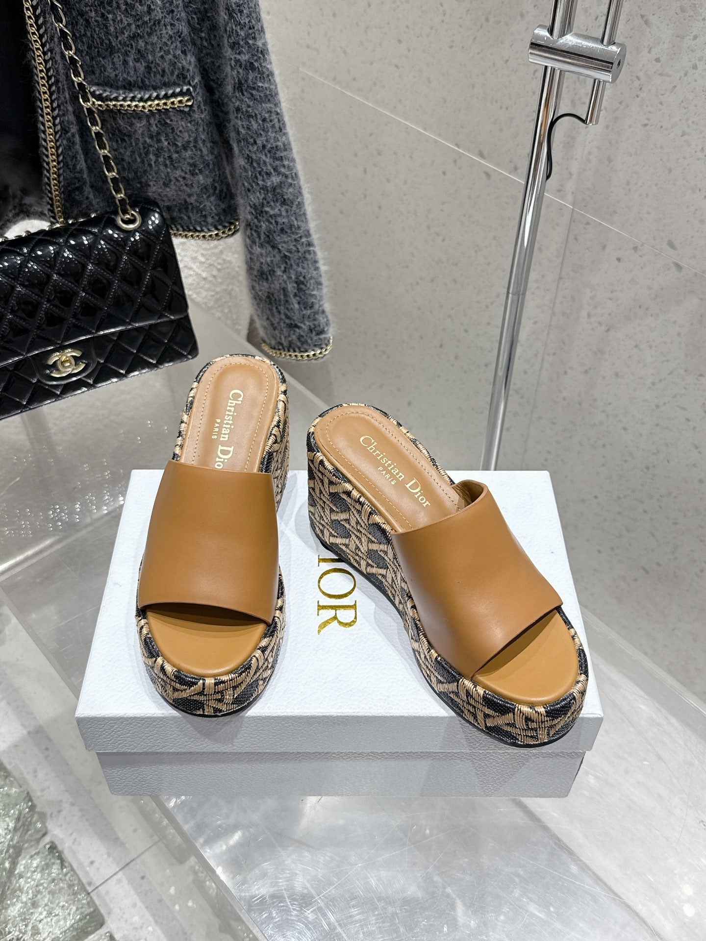 CD 26s Platform Sandal 65 Brown Monogram Leather 636352