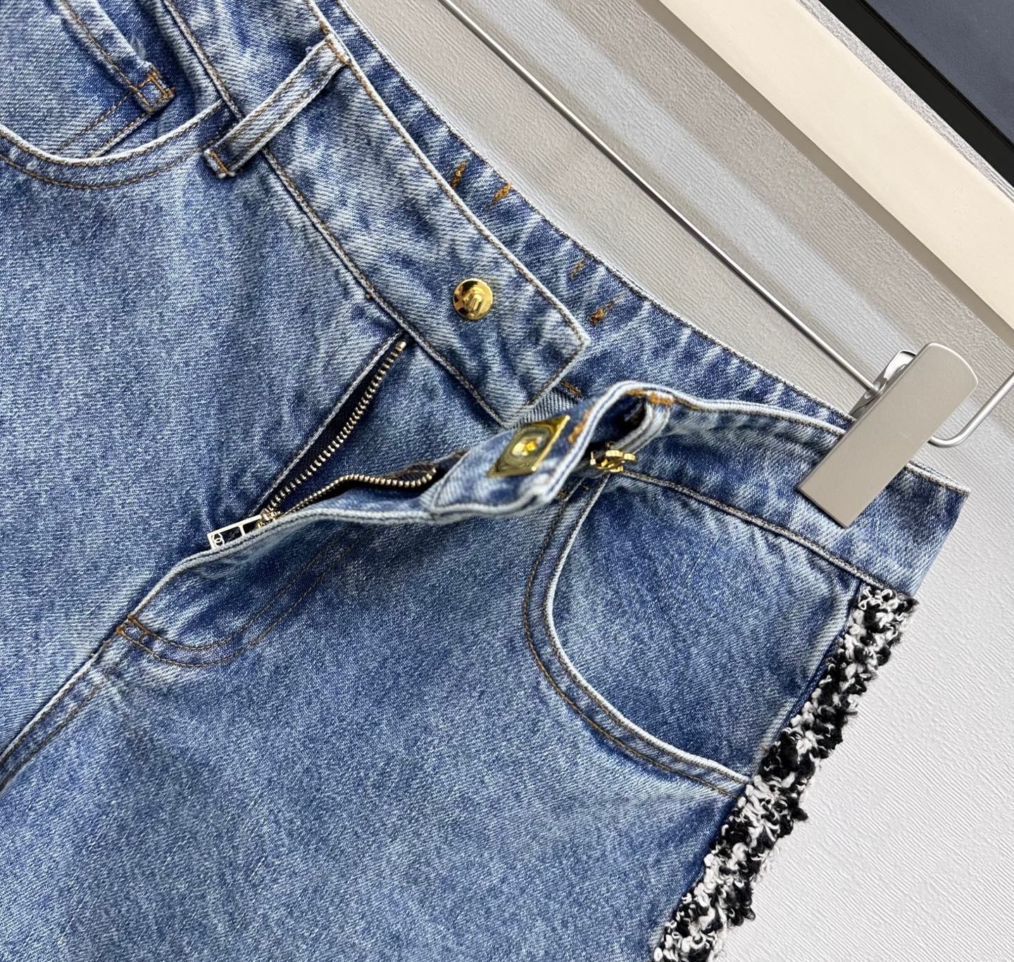Chanel 2026 Patchwork and Hemmed Jeans Blue Cotton 239255