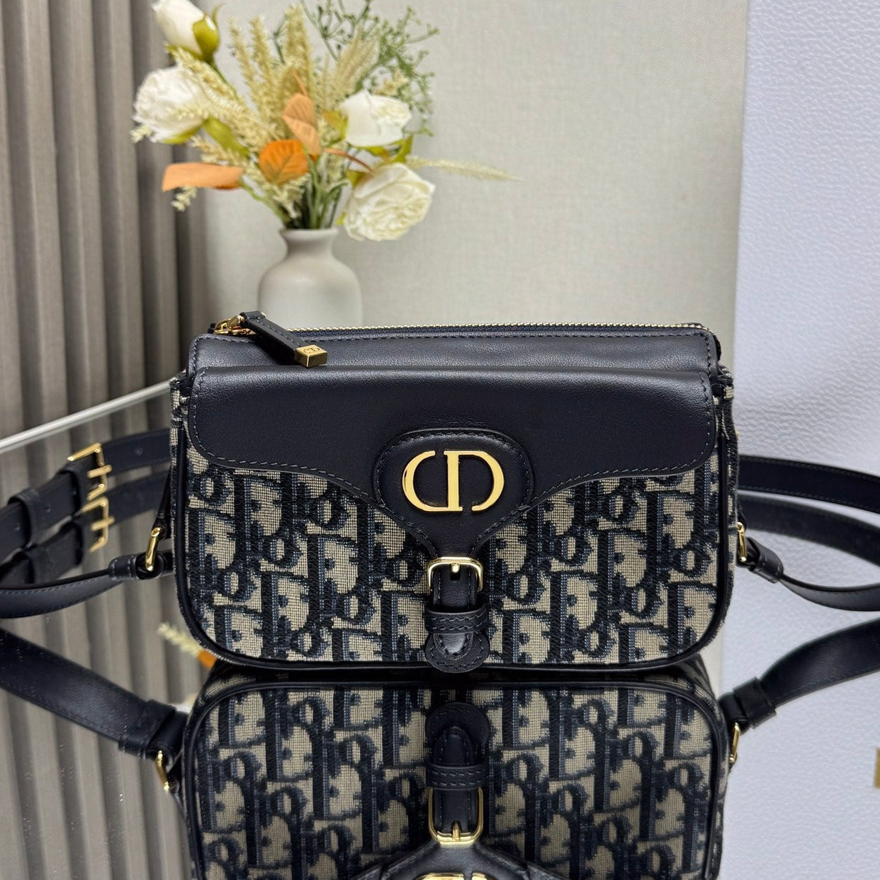 Dior 2026 Bobbi Bag 20cm Blue Fabric Leather