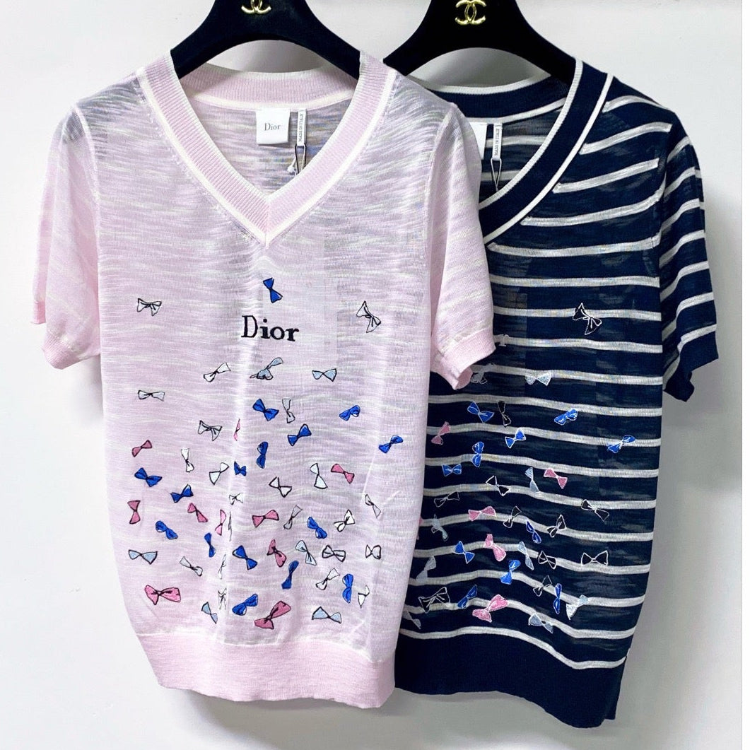 Dior 2026 Striped V-neck Short-Sleeve Shirt Viscosa 487999