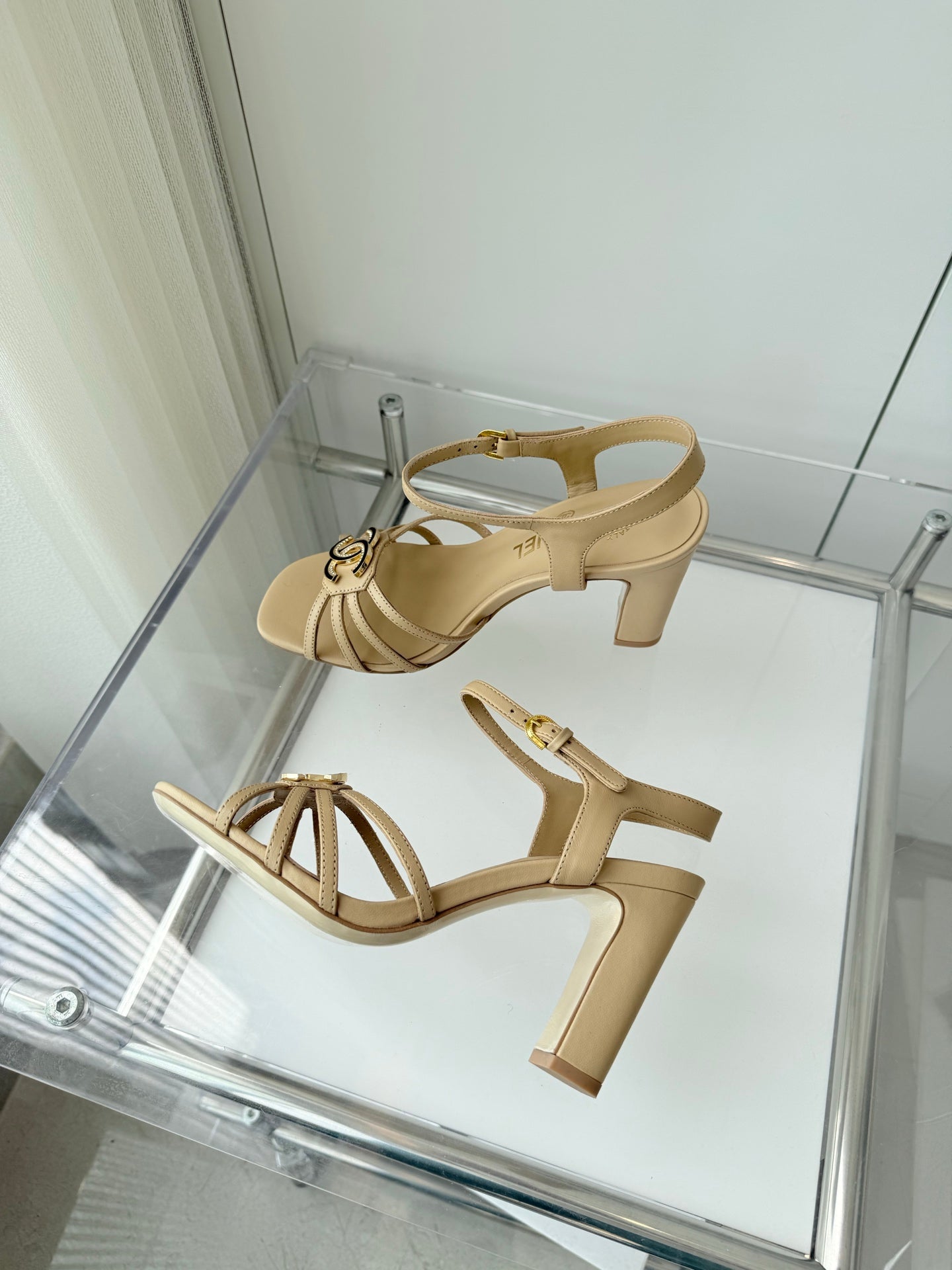 Chanel 2026 Slingback Square Heels 8.5cm Leather Sheepskin 823415