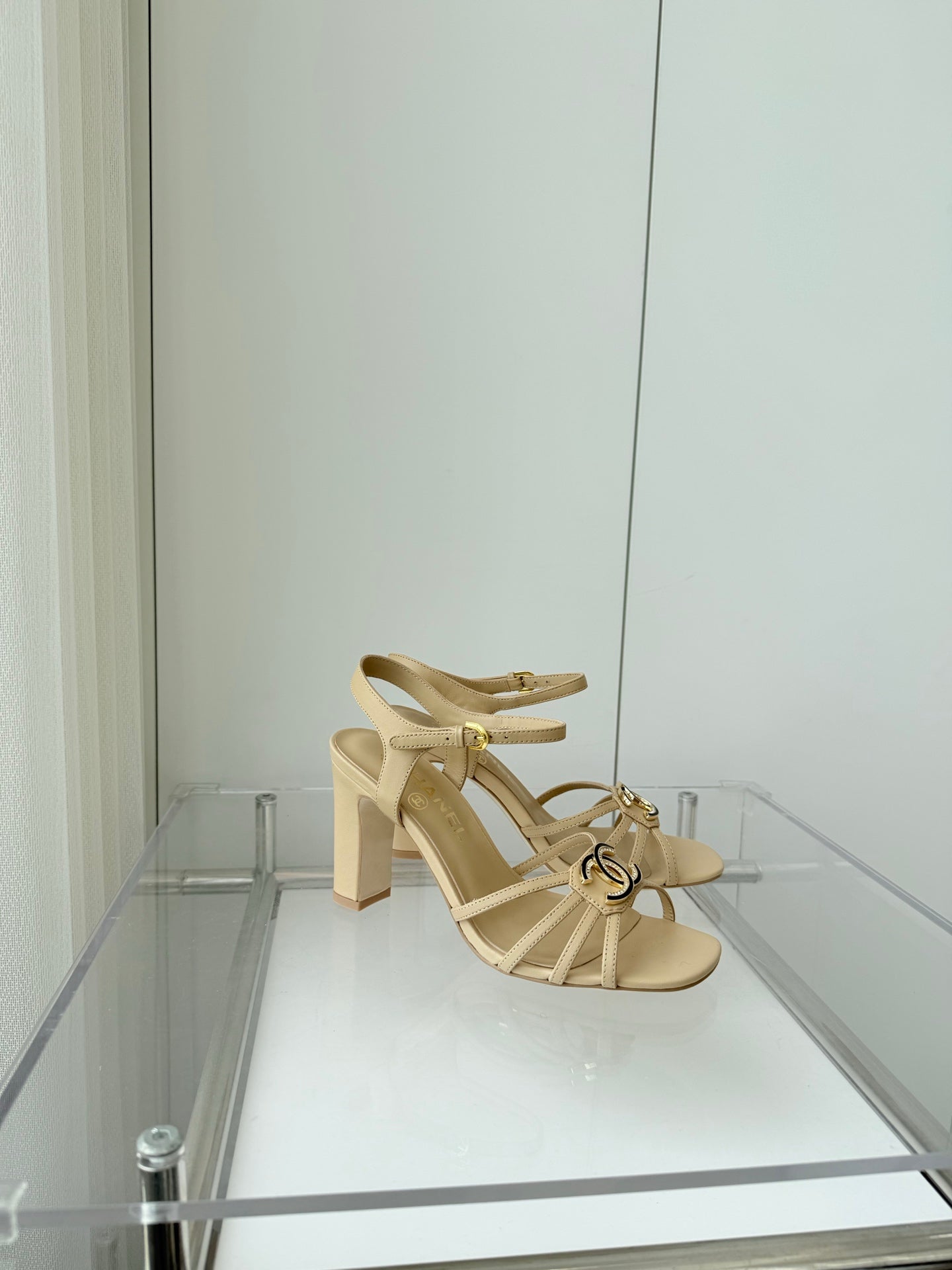 Chanel 2026 Slingback Square Heels 8.5cm Leather Sheepskin 823415