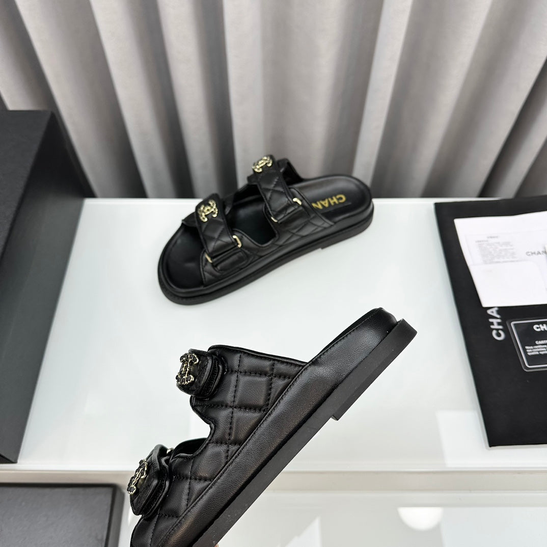 dad sandals lambskin mules