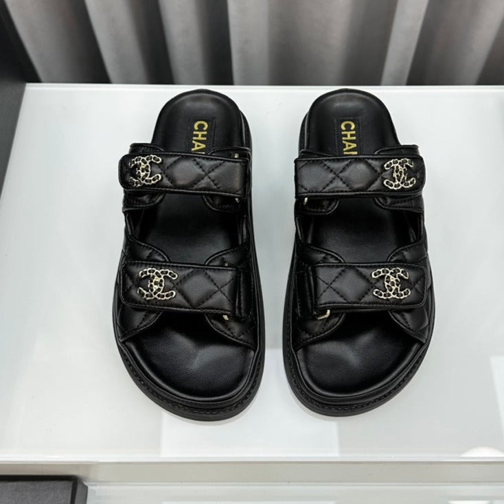 dad sandals lambskin mules