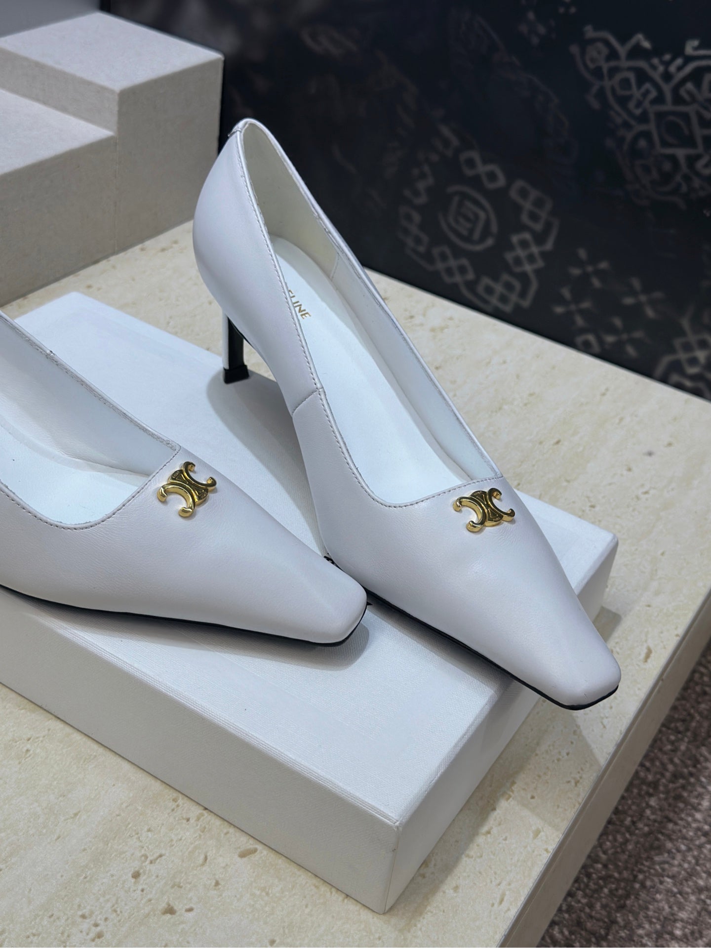 Celine 26 High-Heeled Sandals Triomphe Logo 65mm Leather 762639