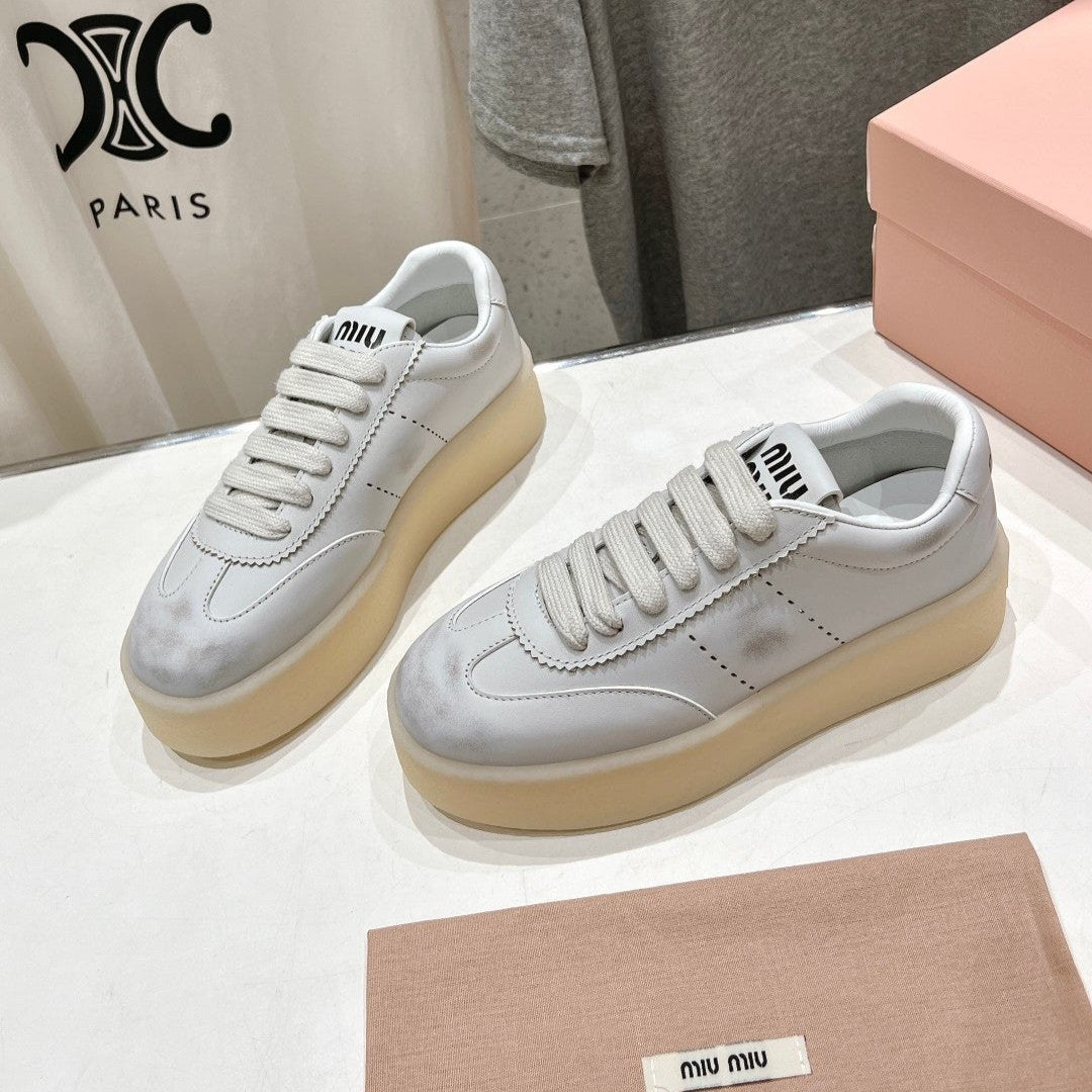 Miu Sneakers Retro White Cowhide