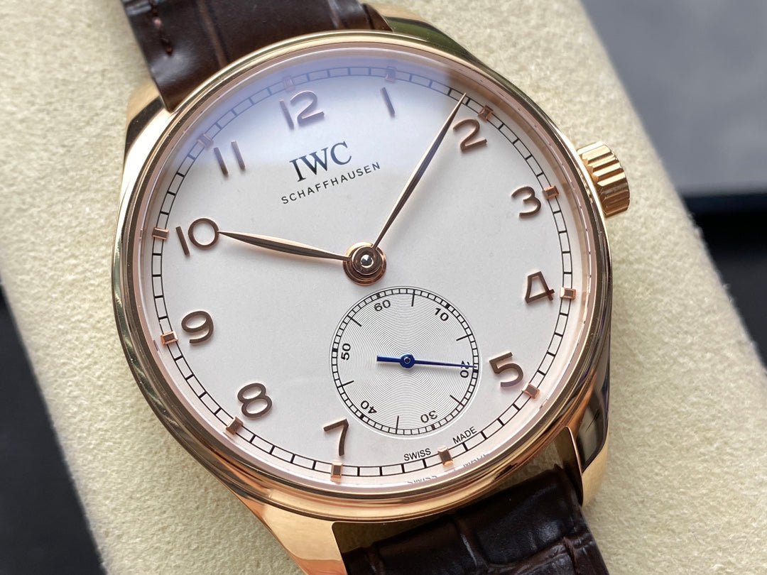 IWC Portuguese 40.4mm White Dial Pink Gold Case Leather