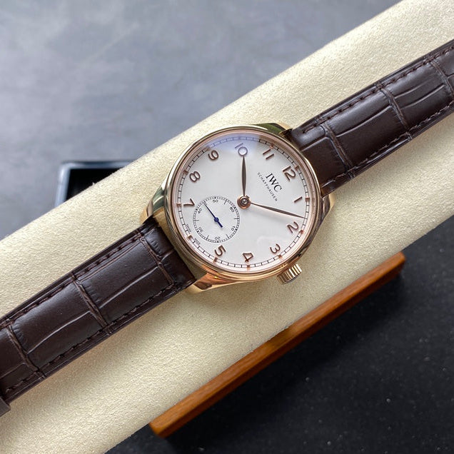 IWC Portuguese 40.4mm White Dial Pink Gold Case Leather