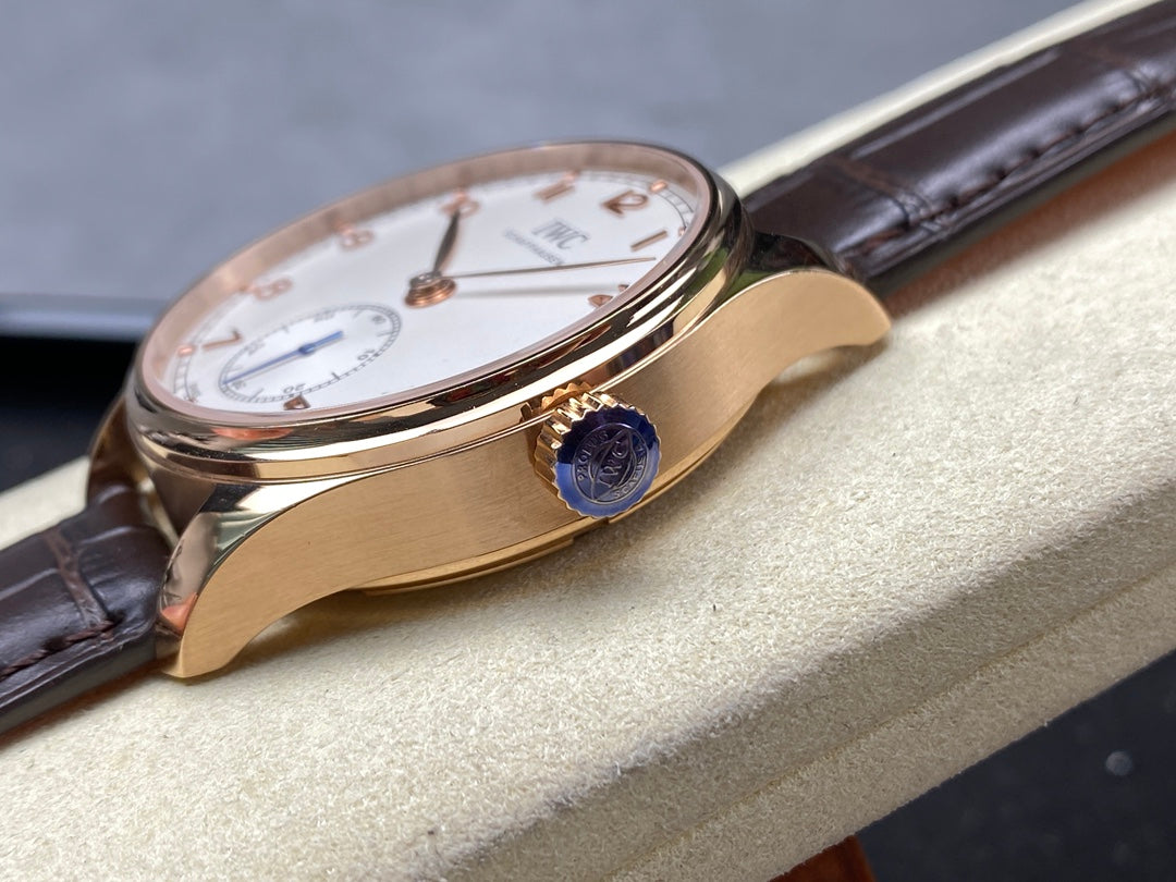 IWC Portuguese 40.4mm White Dial Pink Gold Case Leather