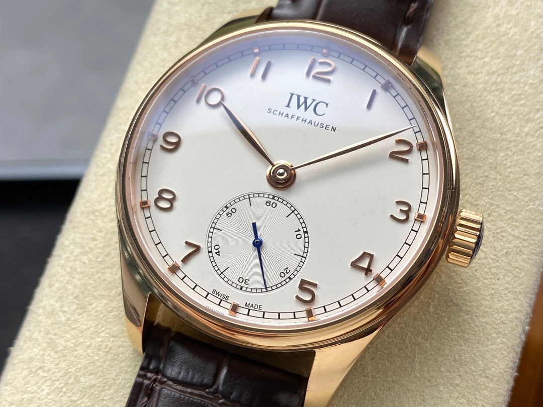 IWC Portuguese 40.4mm White Dial Pink Gold Case Leather